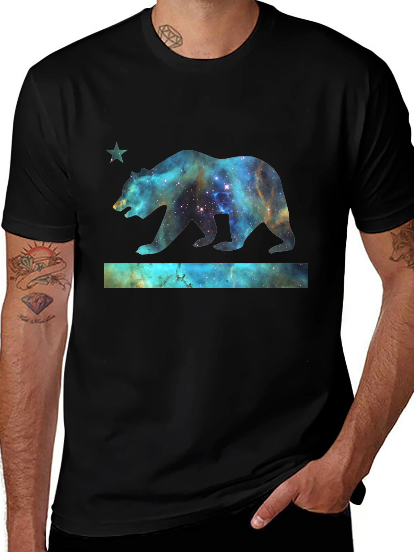 Cosmic California Bear T-Shirt - Black
