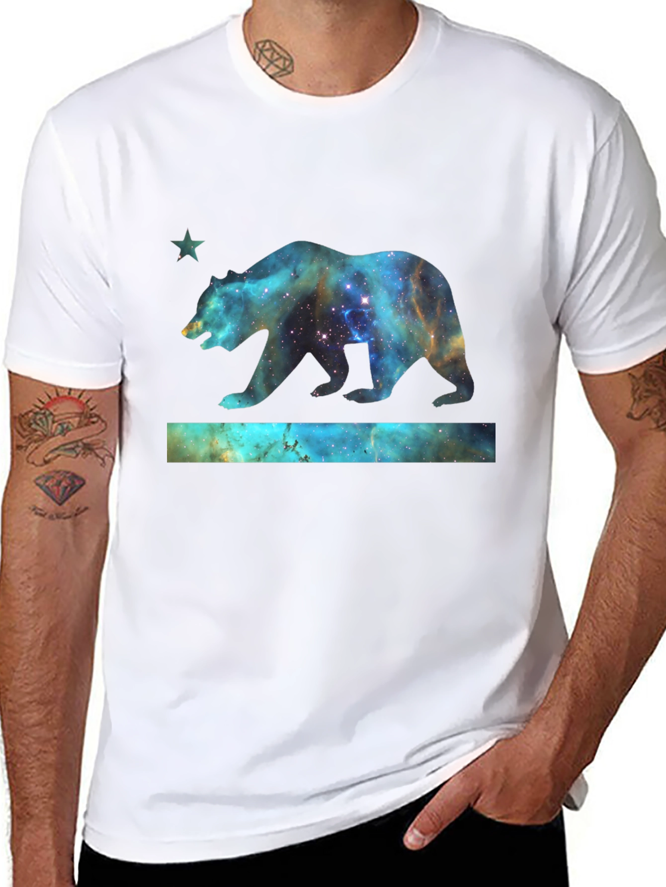 Cosmic California Bear T-Shirt - Black