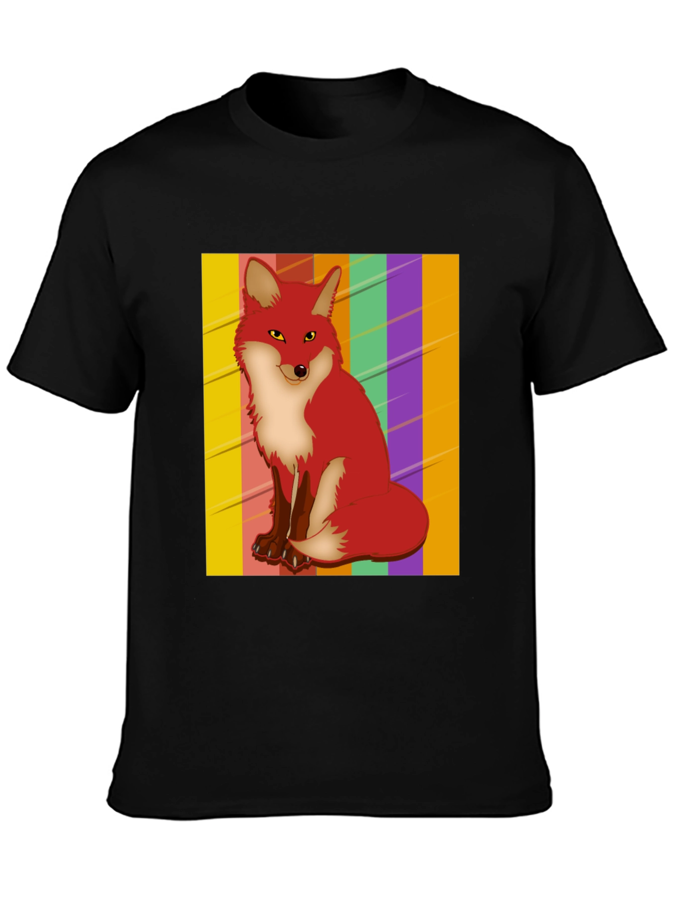 Cool Fox Graphic Tee - Striped Background!