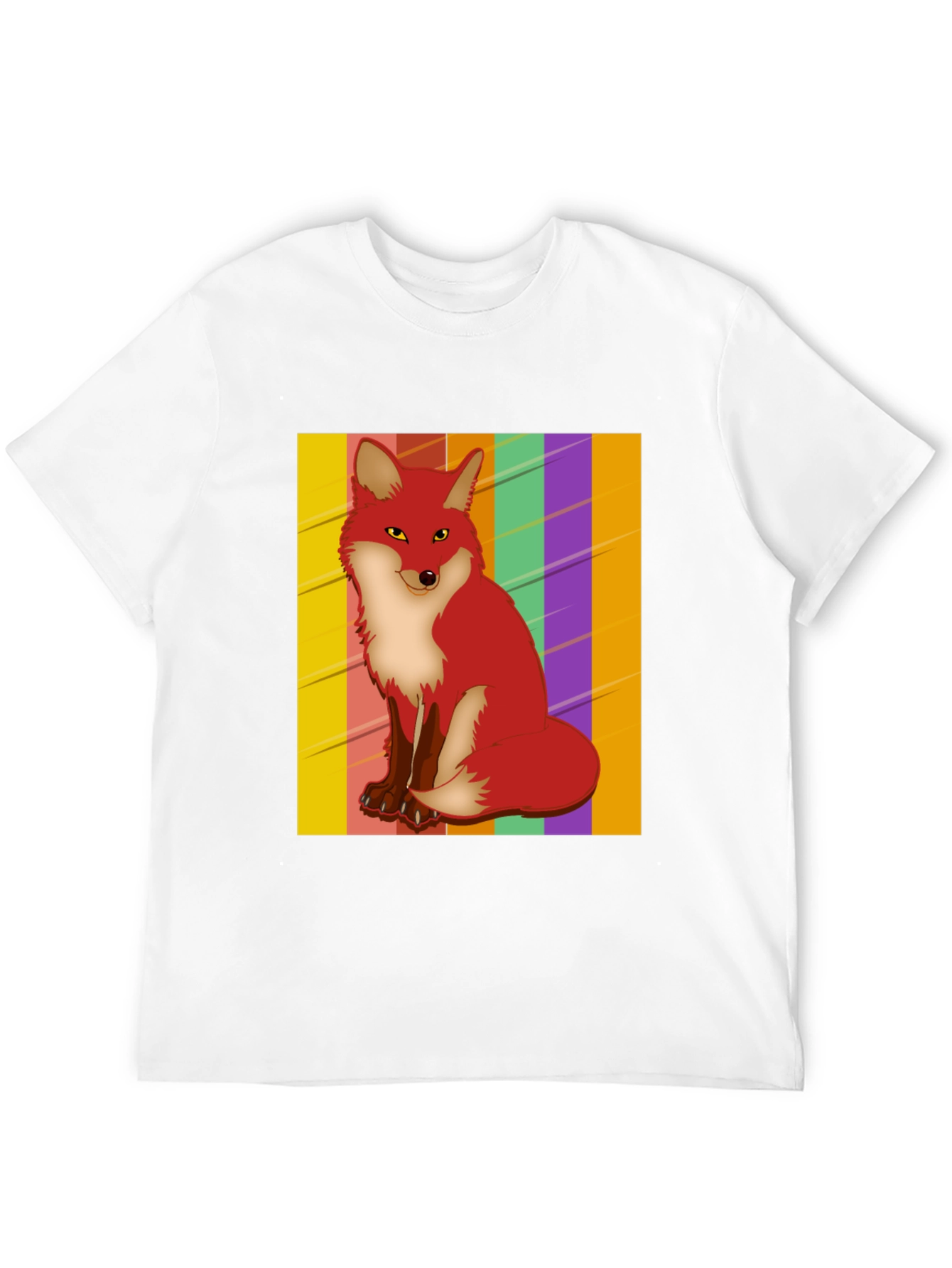 Cool Fox Graphic Tee - Striped Background!