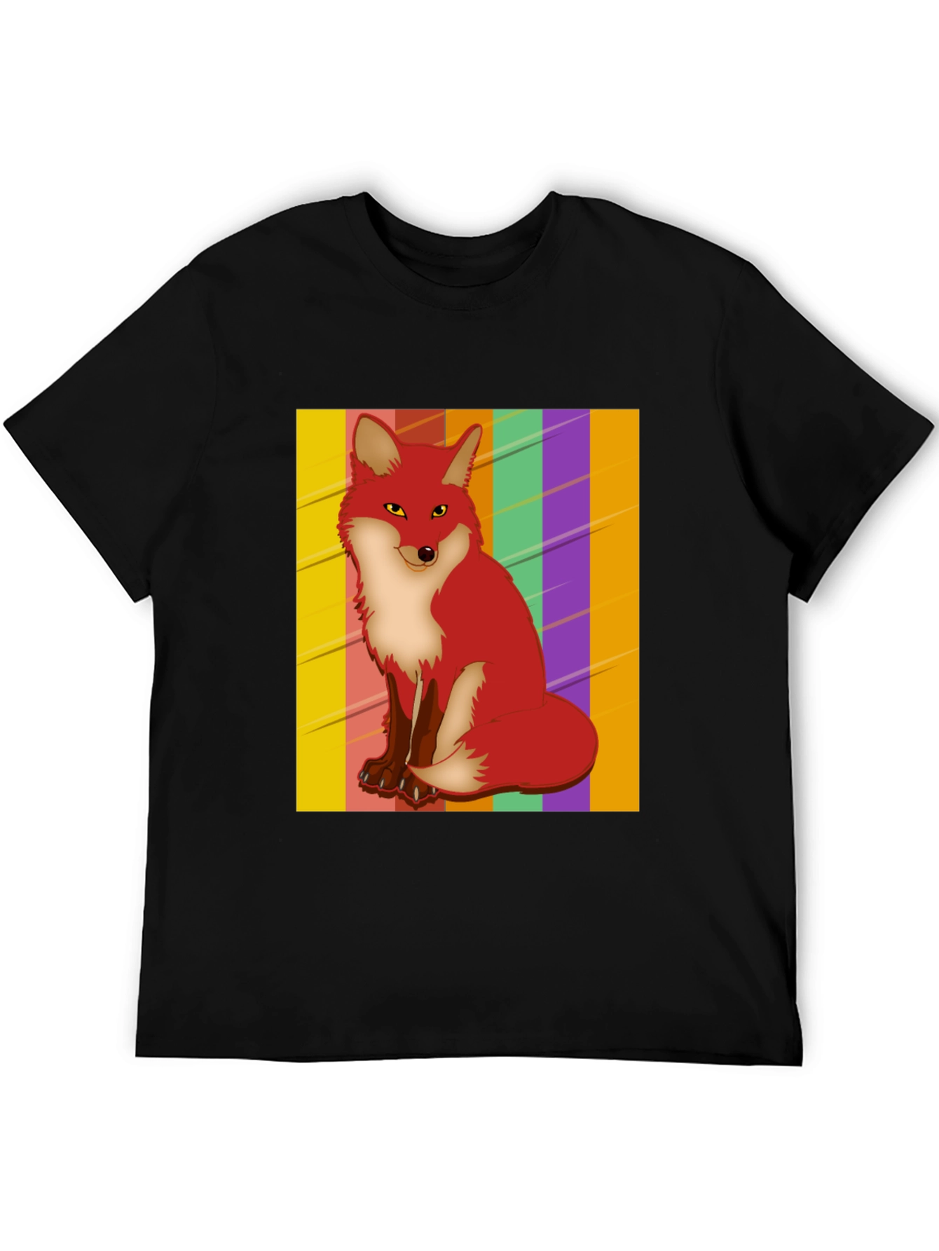 Cool Fox Graphic Tee - Striped Background!