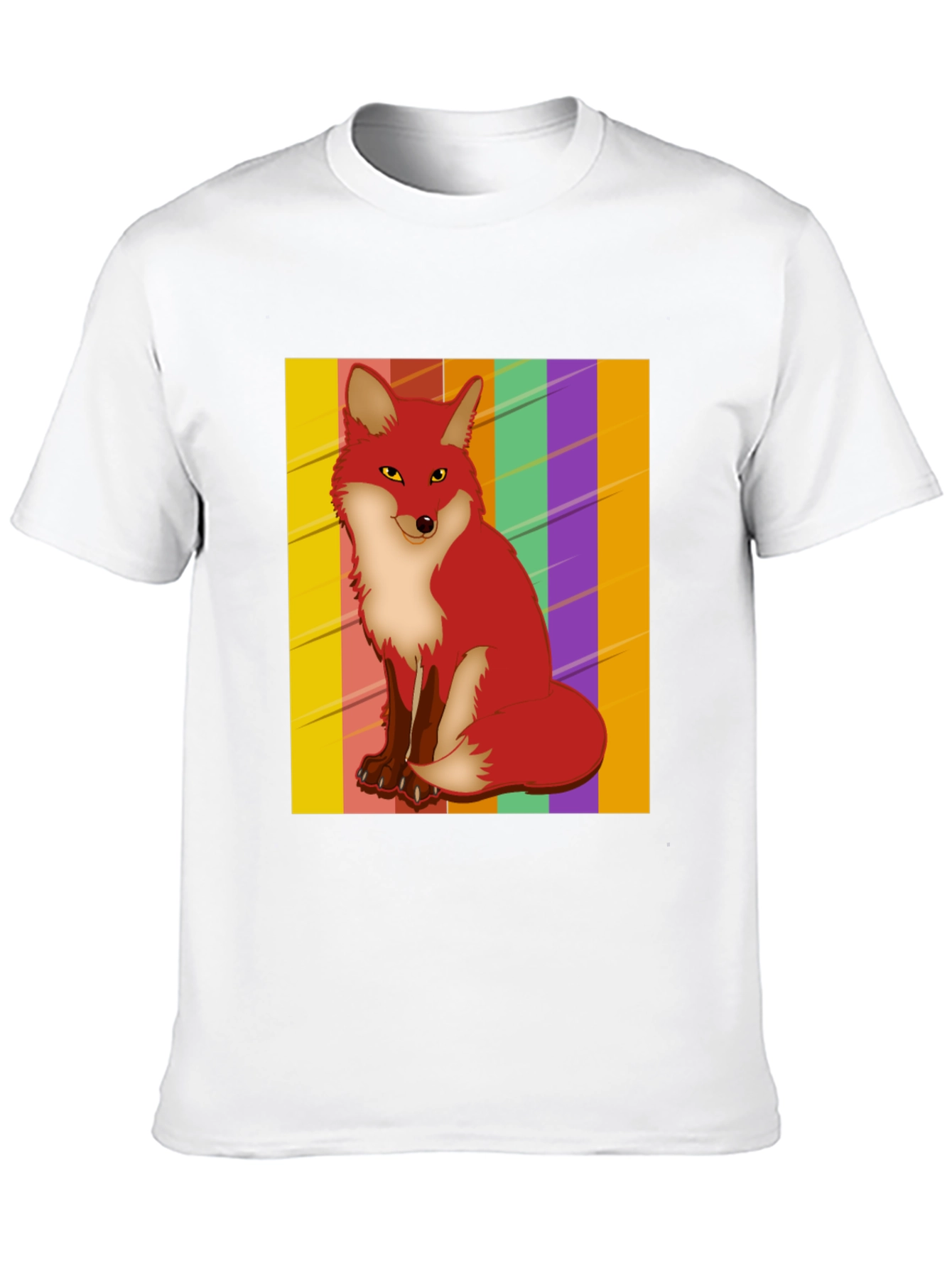 Cool Fox Graphic Tee - Striped Background!