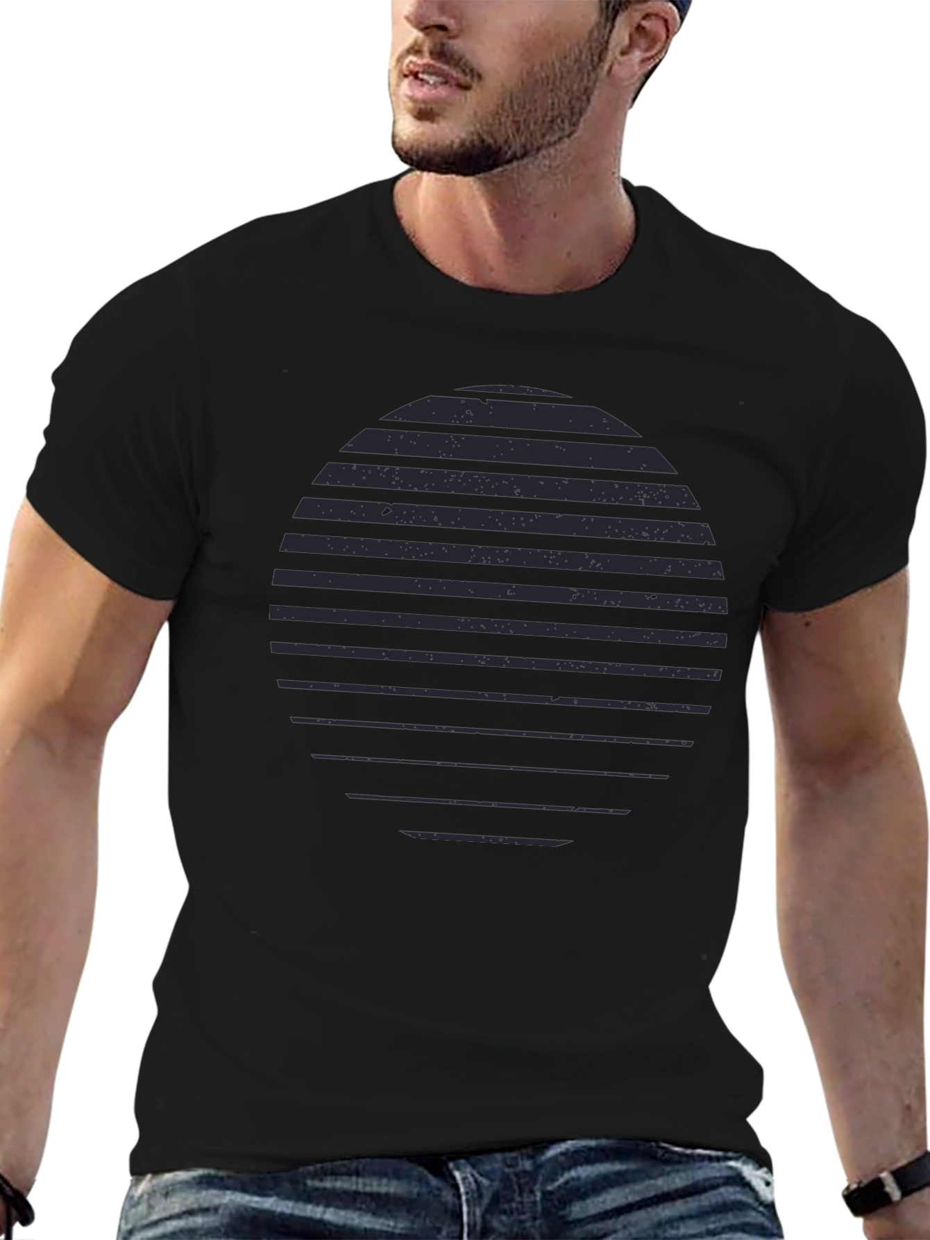Striped Circle Graphic T-Shirt - Stylish Casual Wear