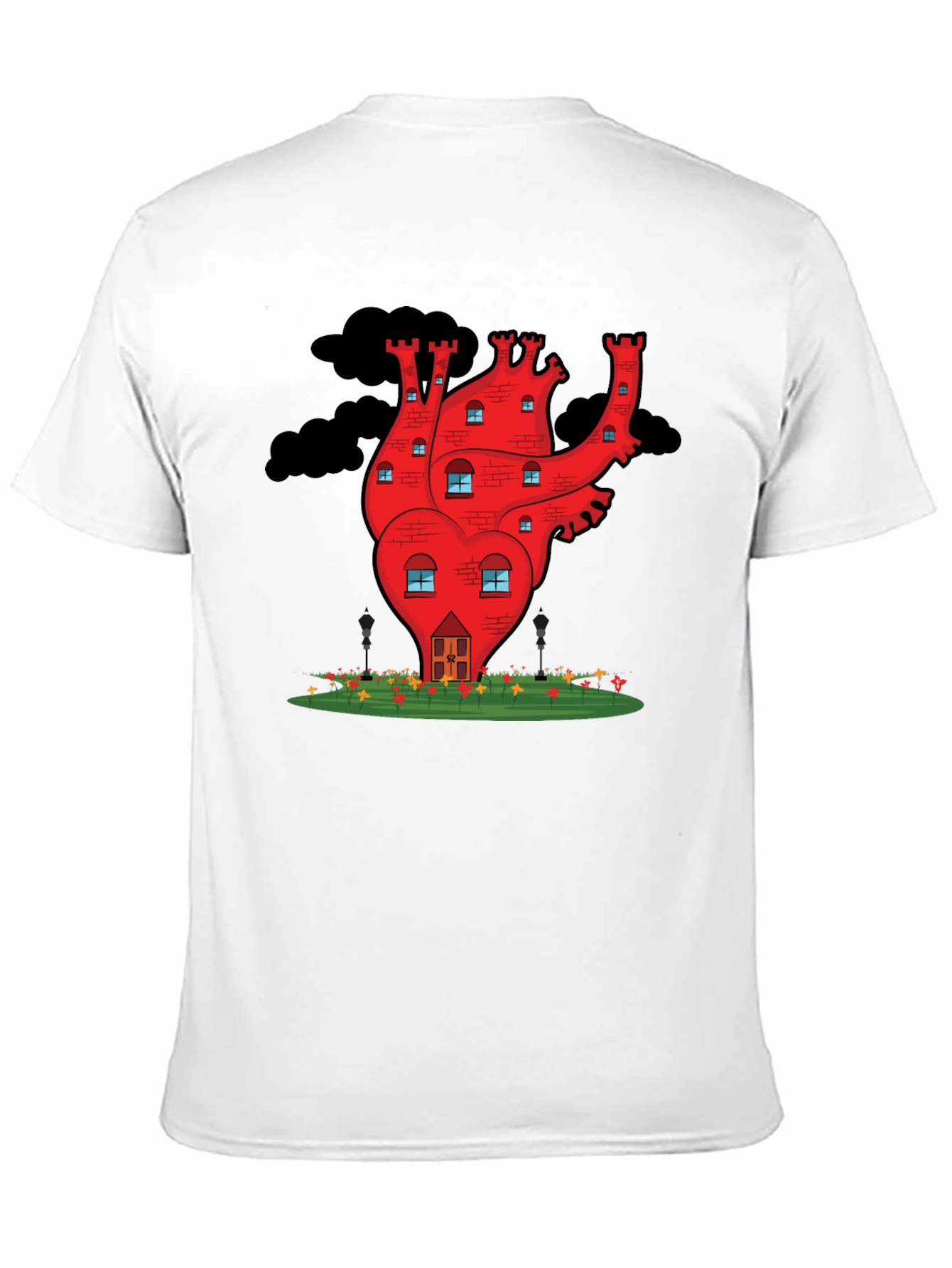 Heart Castle Graphic Tee - Quirky Black T-Shirt