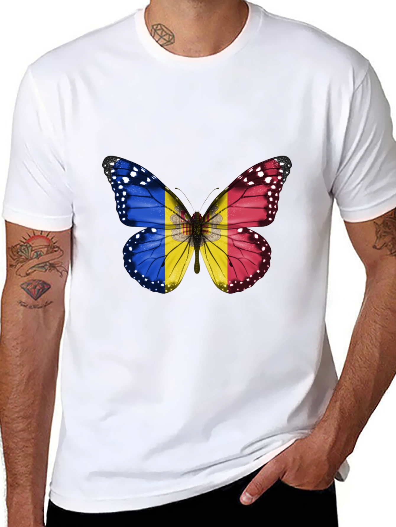 Butterfly Flag Graphic Tee - Stylish Mens T-Shirt