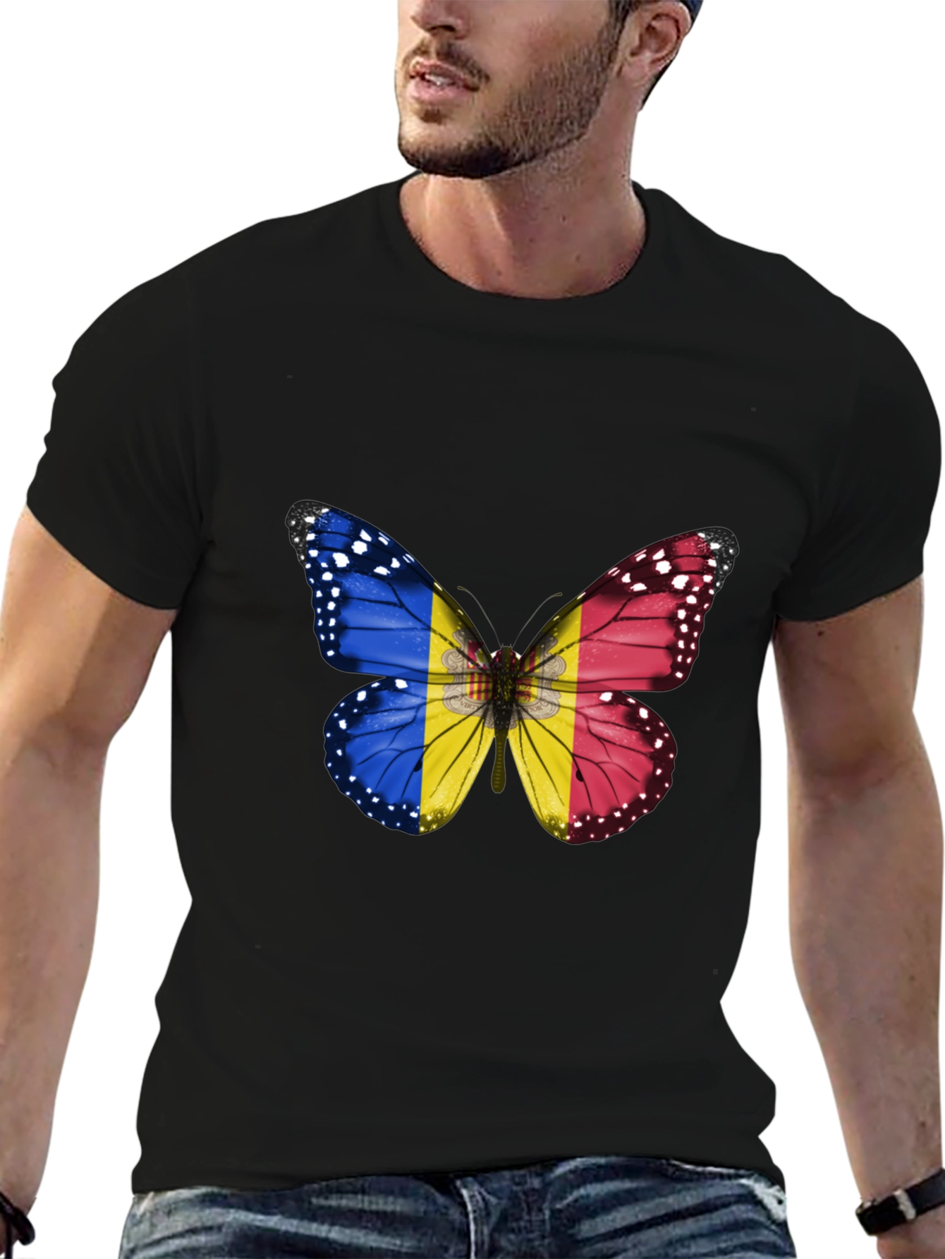 Butterfly Flag Graphic Tee - Stylish Mens T-Shirt