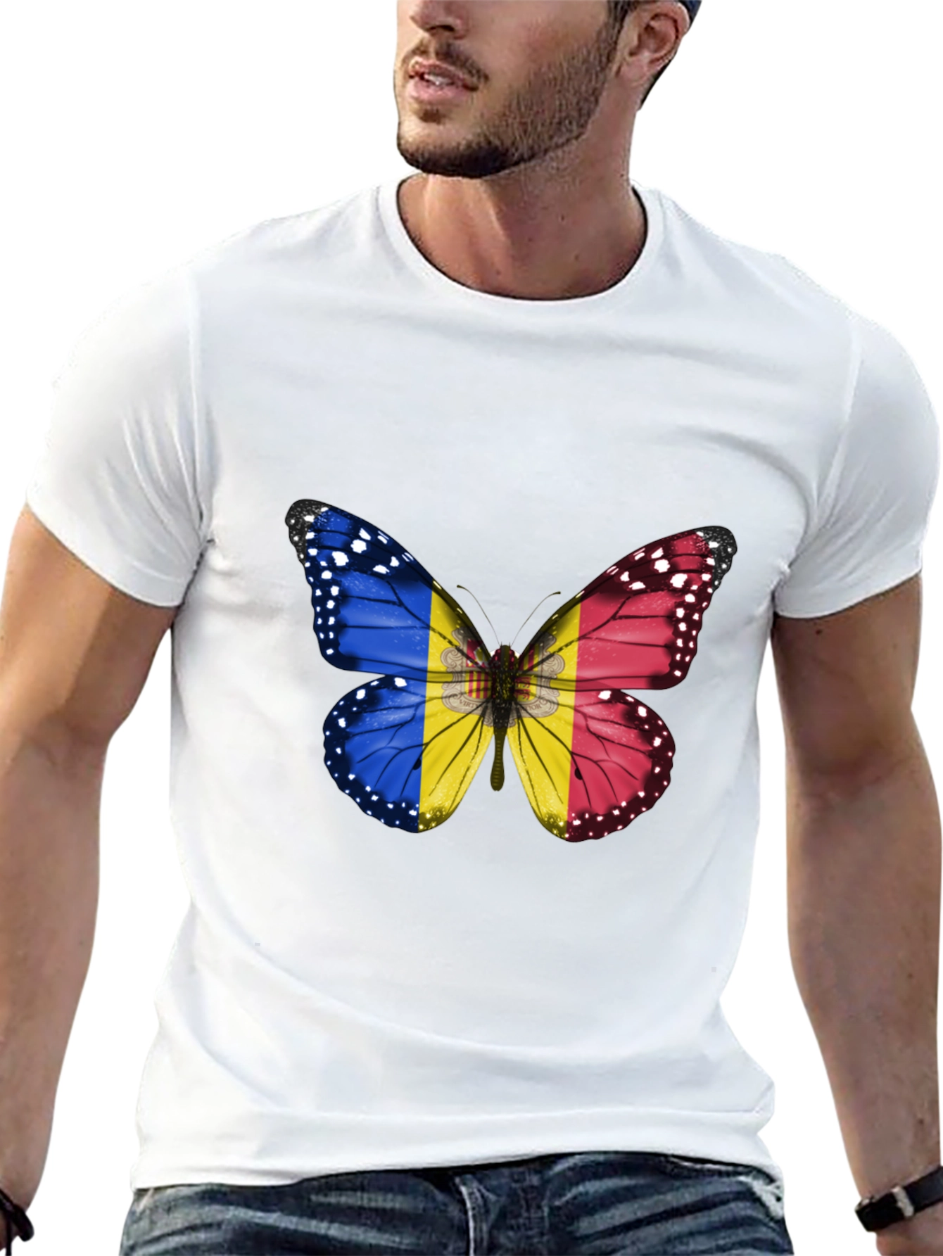 Butterfly Flag Graphic Tee - Stylish Mens T-Shirt