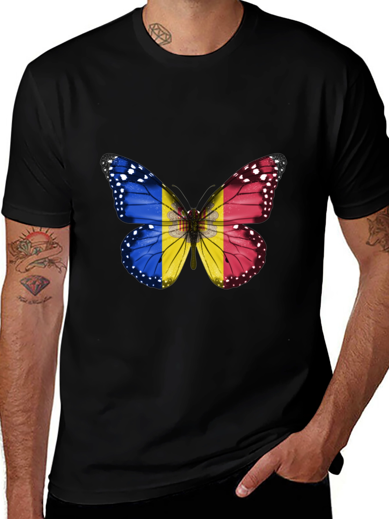 Butterfly Flag Graphic Tee - Stylish Mens T-Shirt