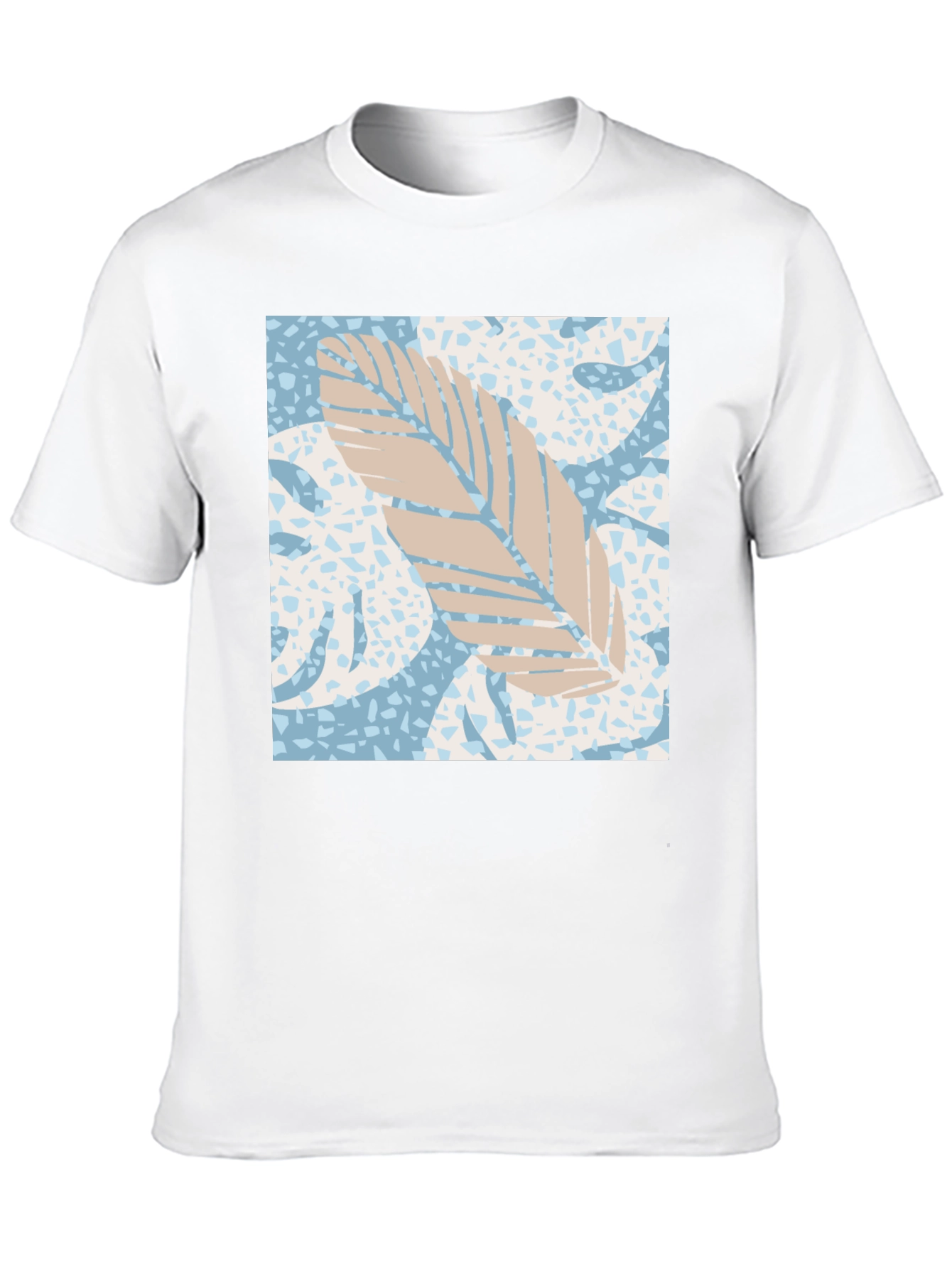 Tropical Leaf Print Black Tee