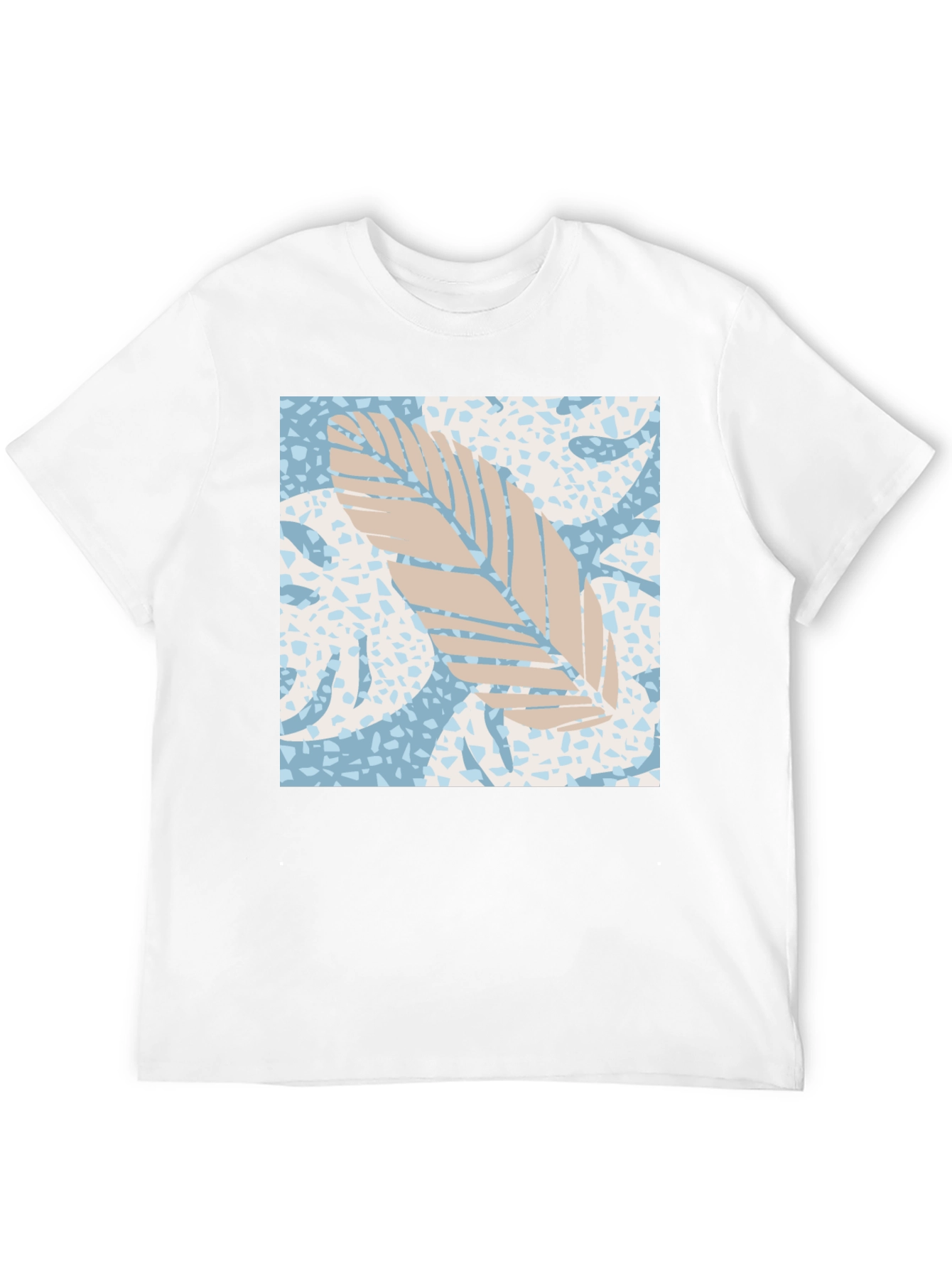 Tropical Leaf Print Black Tee