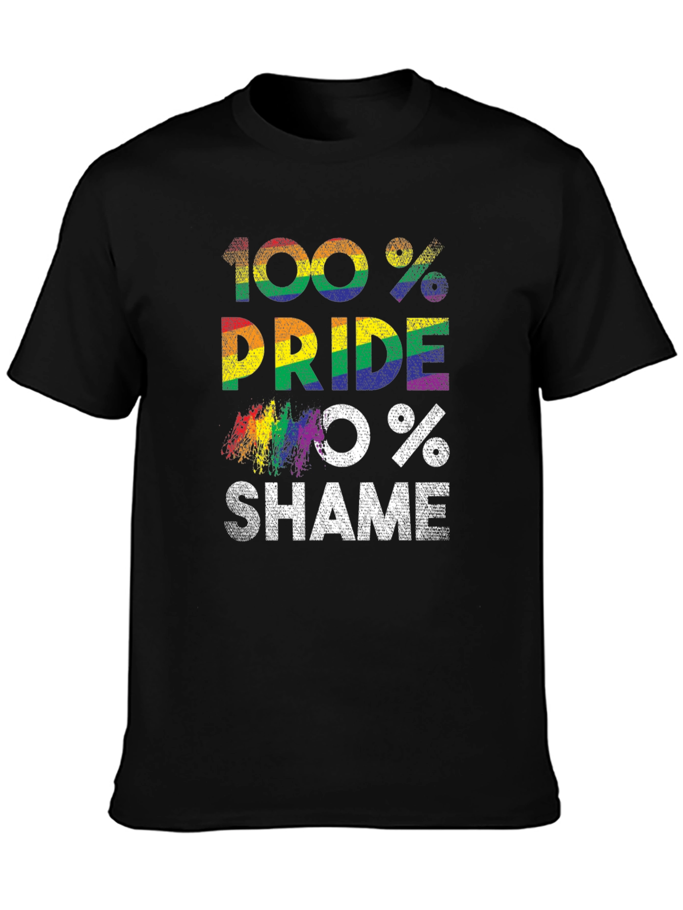 100% Pride 0% Shame LGBT Rainbow T-Shirt