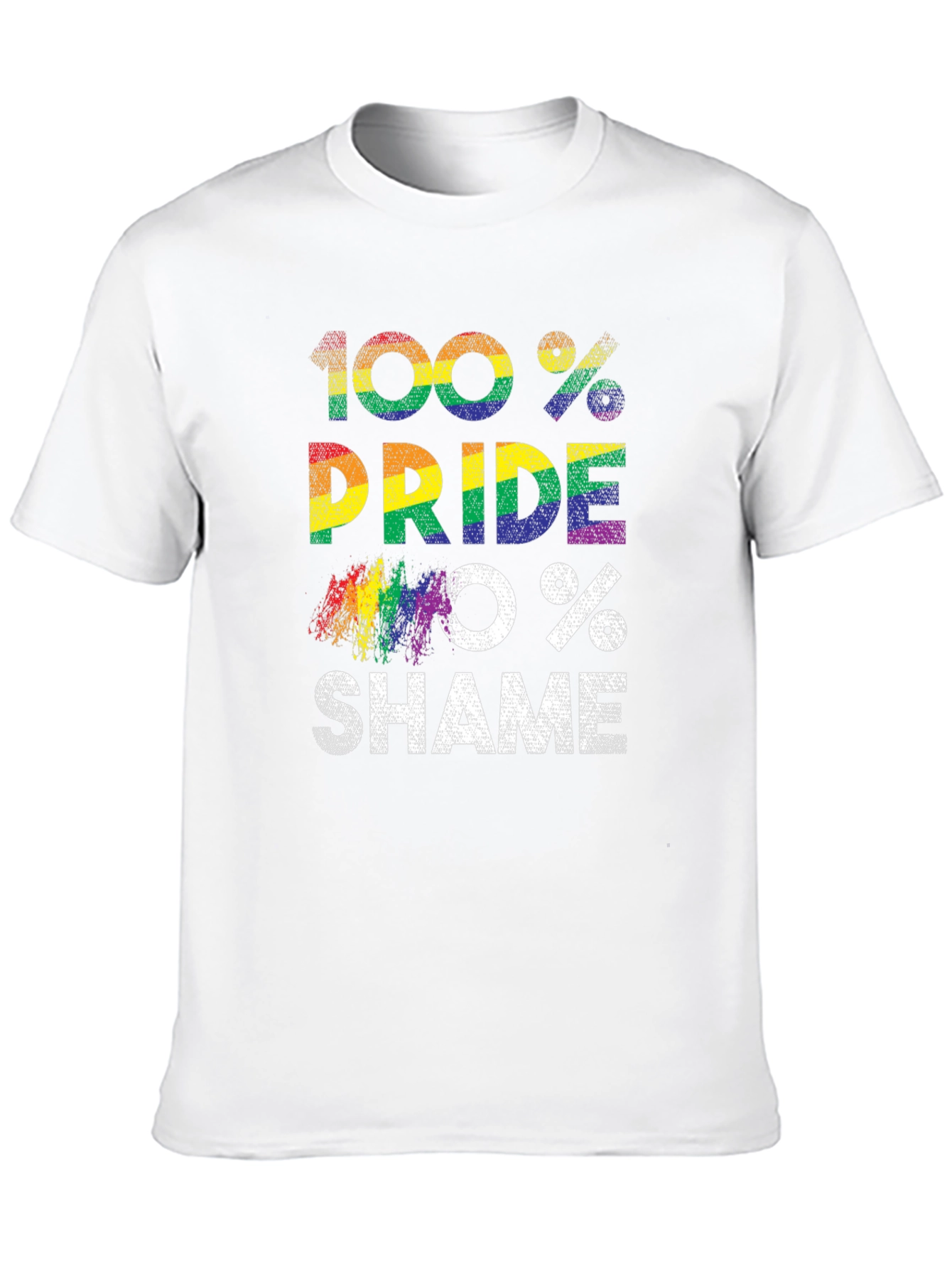 100% Pride 0% Shame LGBT Rainbow T-Shirt