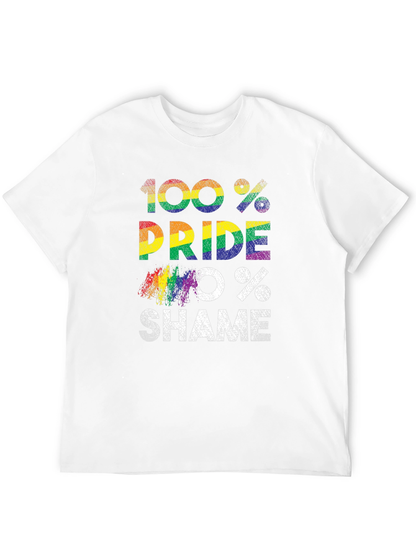 100% Pride 0% Shame LGBT Rainbow T-Shirt