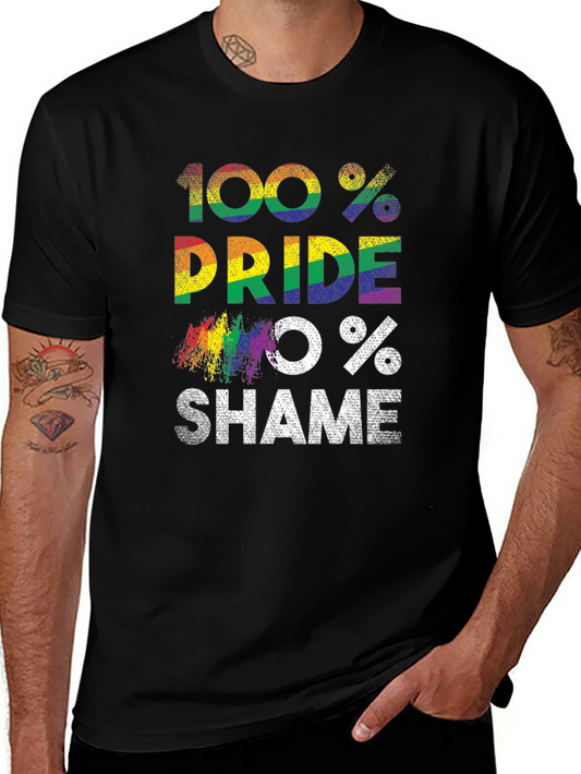 100% Pride 0% Shame LGBT Rainbow T-Shirt