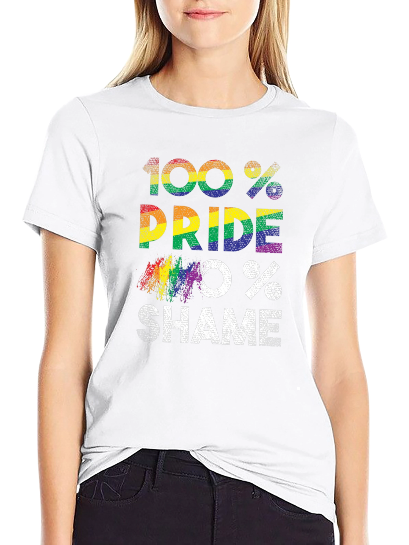 100% Pride 0% Shame LGBT Rainbow T-Shirt