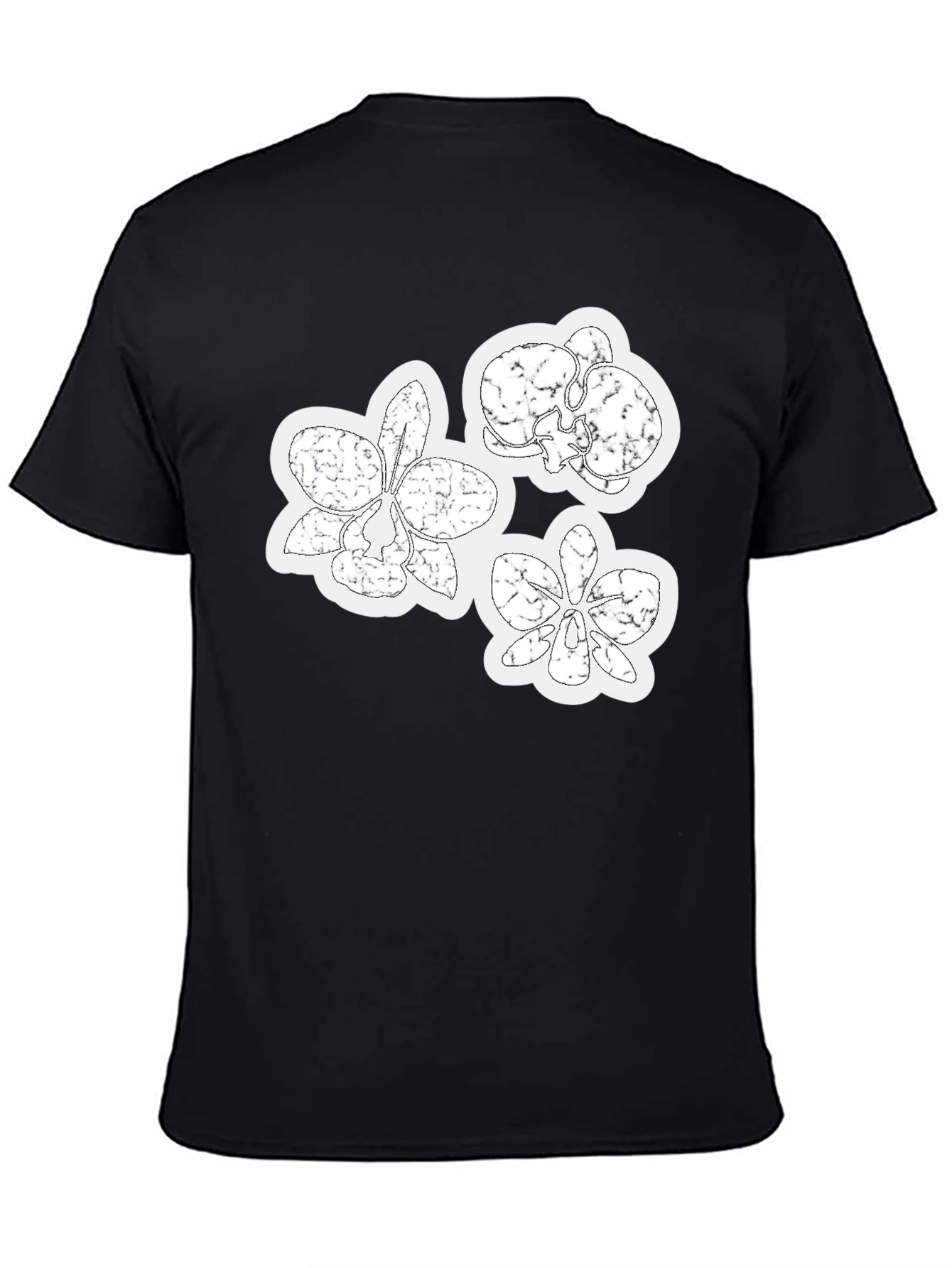 Orchid Floral Graphic Print Black T-Shirt