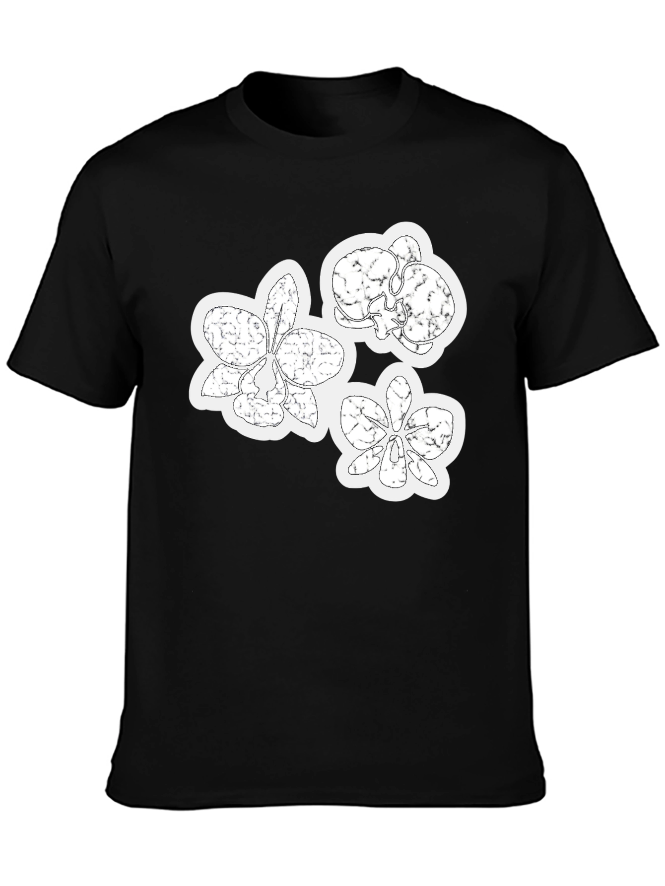 Orchid Floral Graphic Print Black T-Shirt
