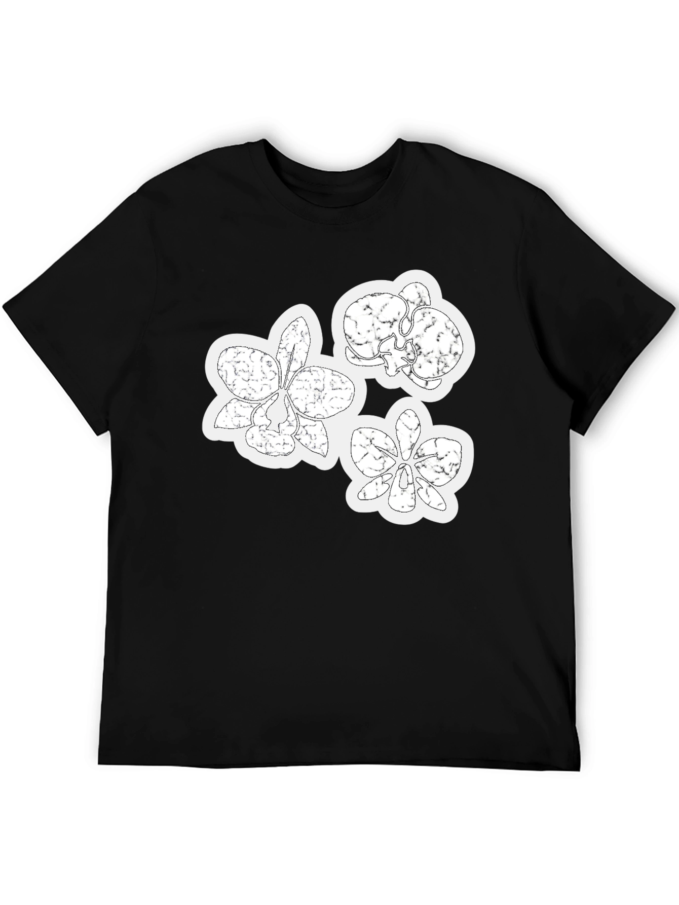 Orchid Floral Graphic Print Black T-Shirt