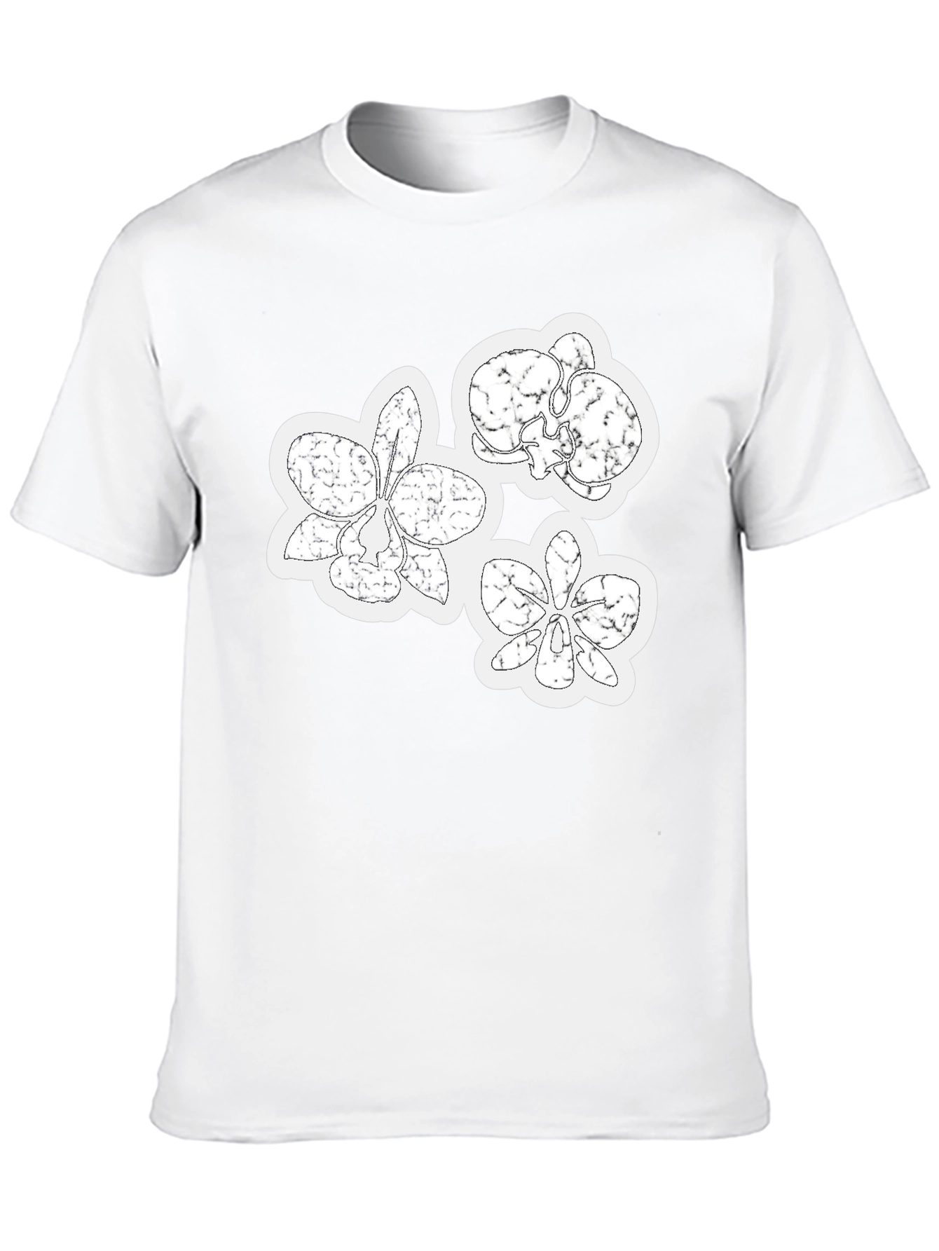 Orchid Floral Graphic Print Black T-Shirt