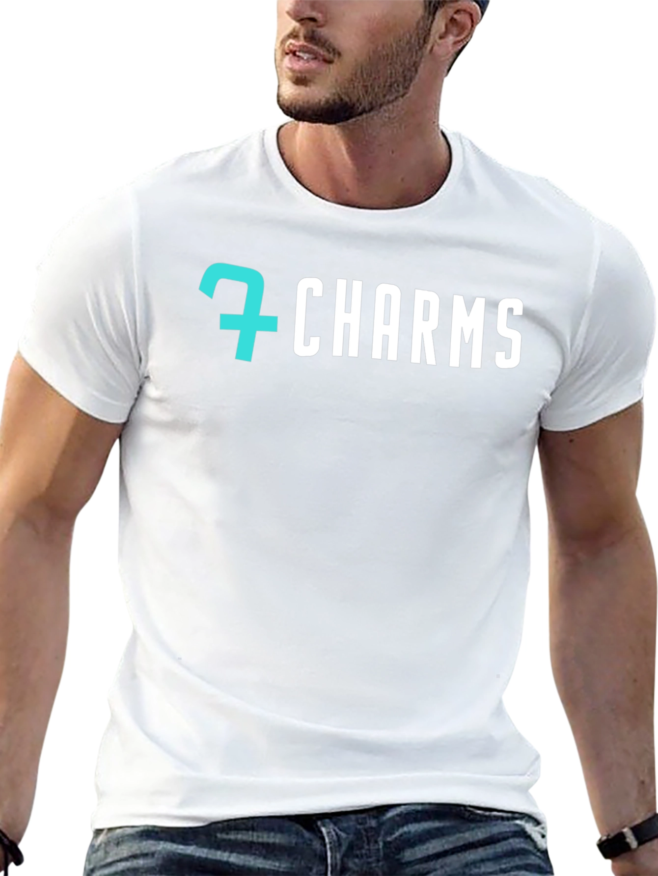 7 Charms Graphic Tee - Stylish Black Cotton T-Shirt
