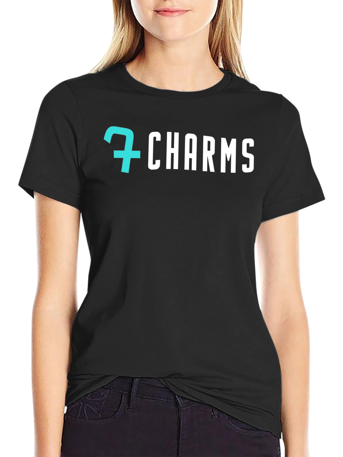 7 Charms Graphic Tee - Stylish Black Cotton T-Shirt