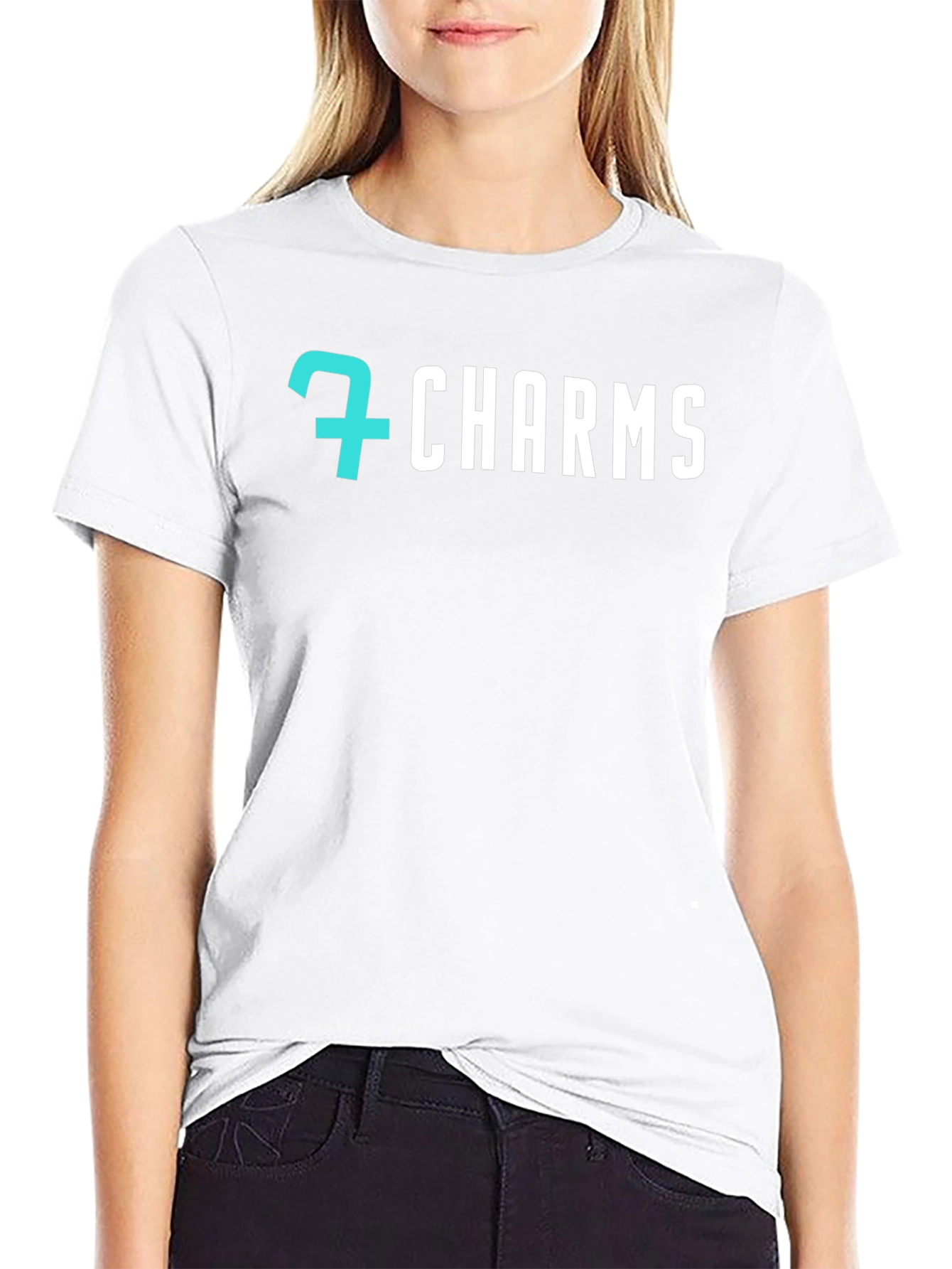 7 Charms Graphic Tee - Stylish Black Cotton T-Shirt
