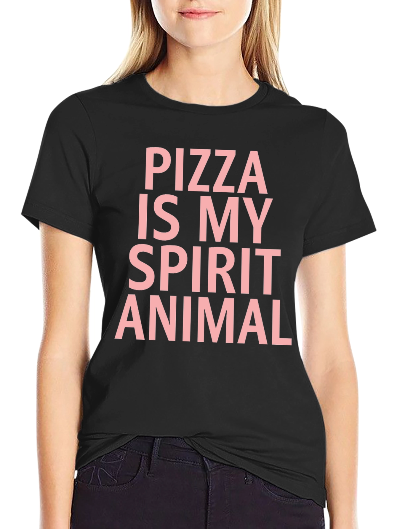 Pizza Is My Spirit Animal Black T-Shirt