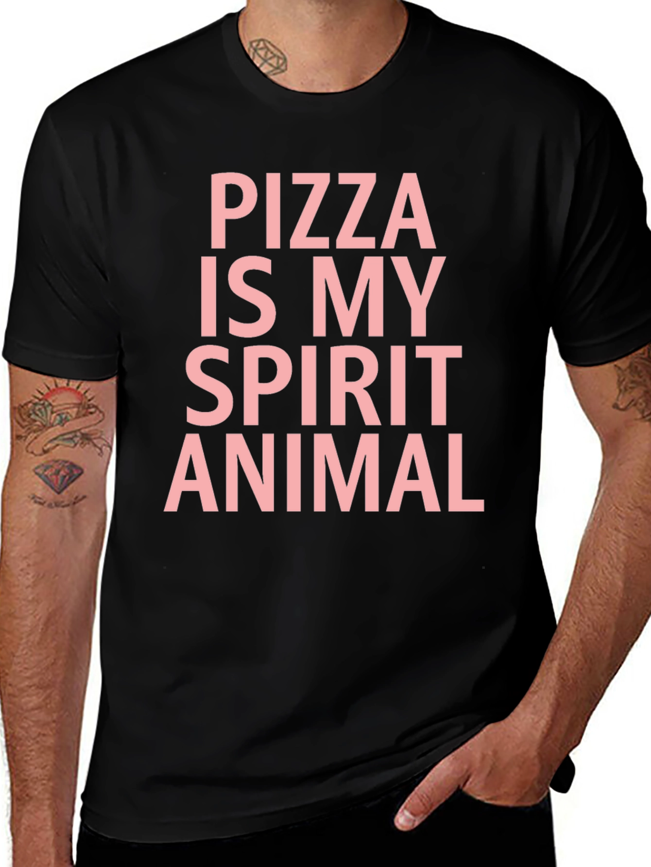 Pizza Is My Spirit Animal Black T-Shirt