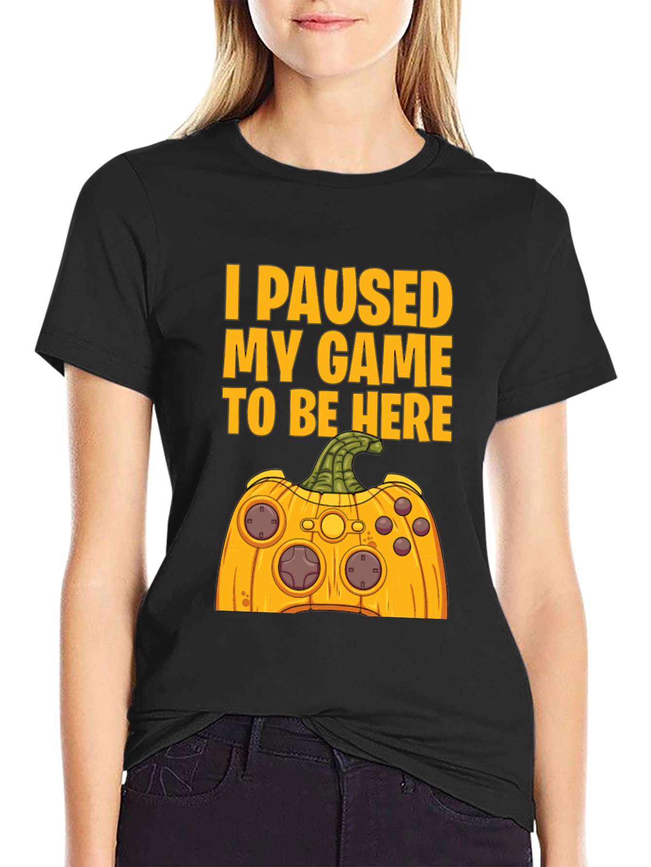 Funny Gamer Halloween Pumpkin Controller T-Shirt