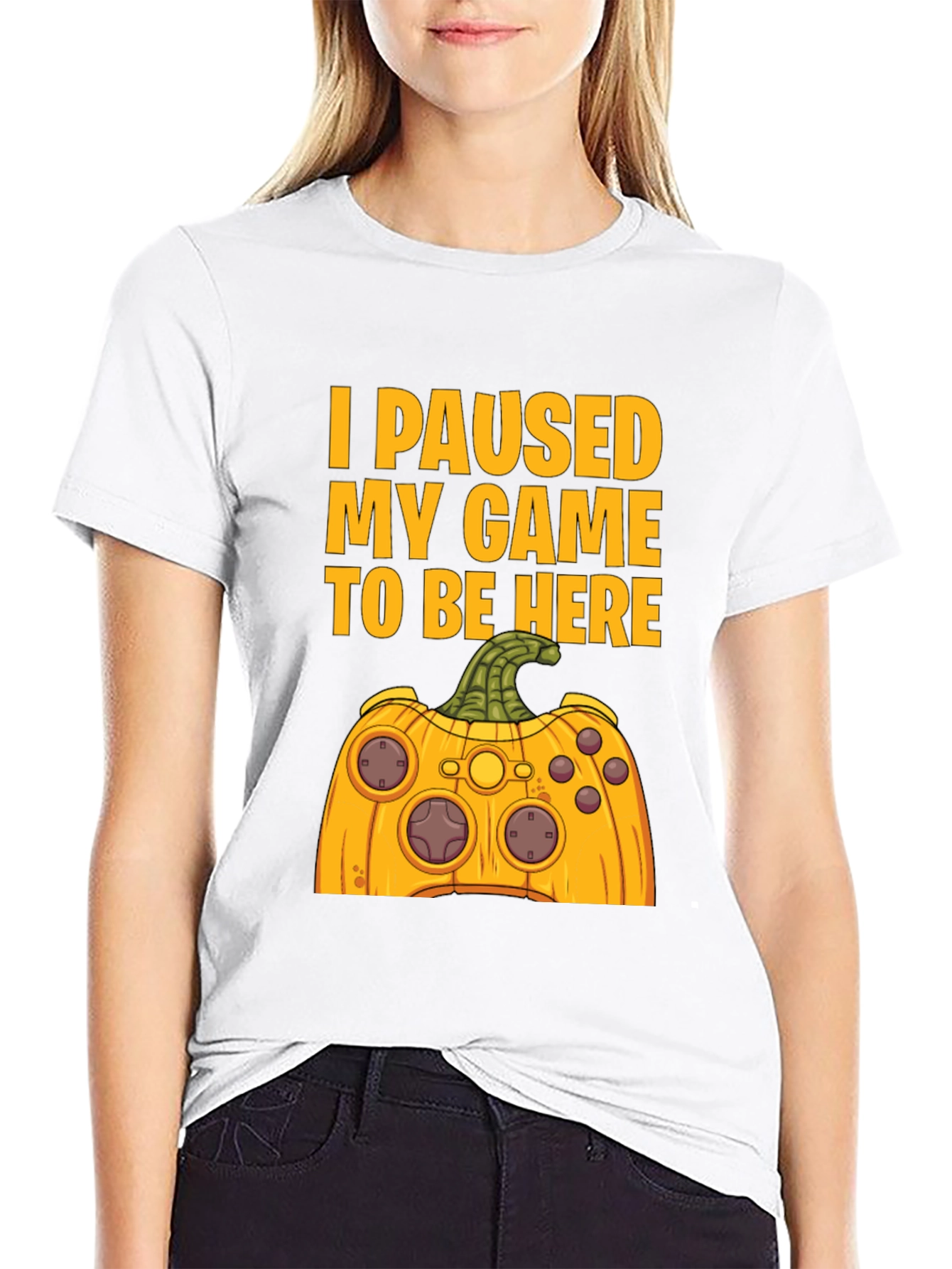 Funny Gamer Halloween Pumpkin Controller T-Shirt