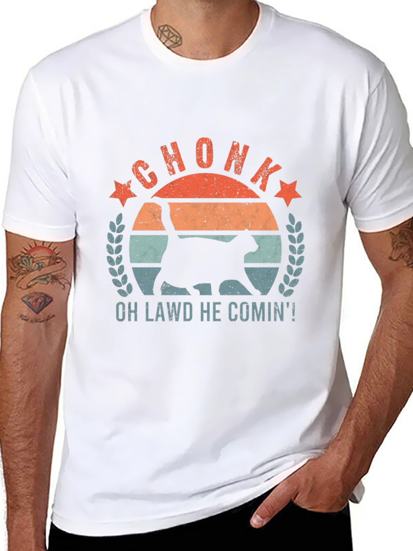 Chonk Cat T-Shirt - Oh Lawd He Comin!