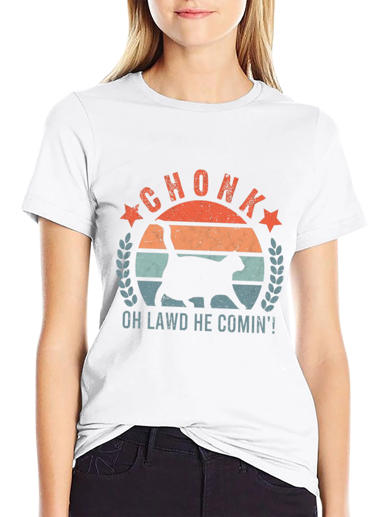 Chonk Cat T-Shirt - Oh Lawd He Comin!