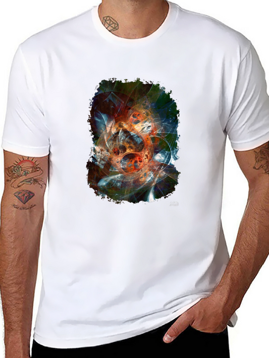 Abstract Fractal Graphic Print Black T-Shirt