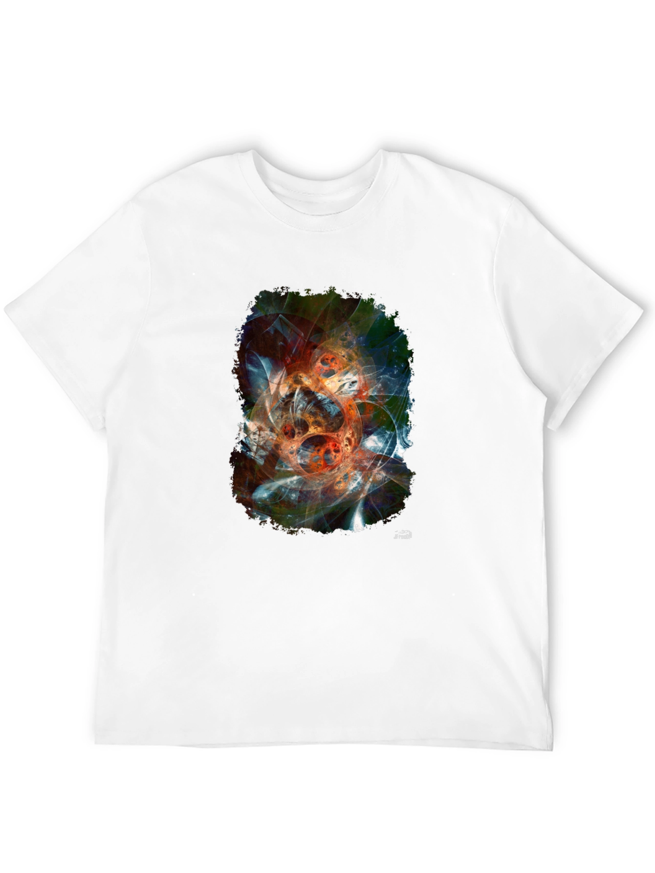 Abstract Fractal Graphic Print Black T-Shirt