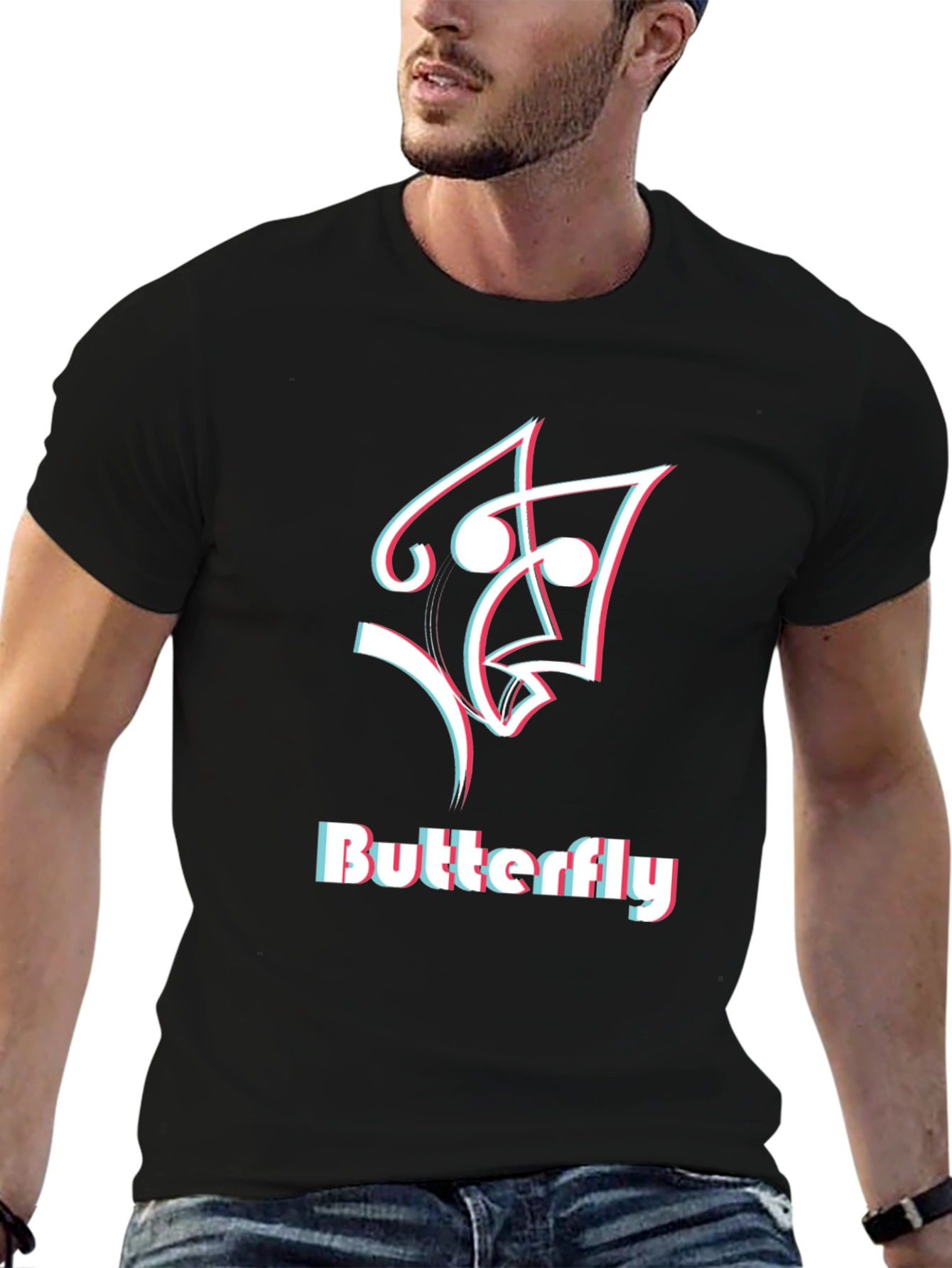 Butterfly Graphic Tee - Mens Black T-Shirt