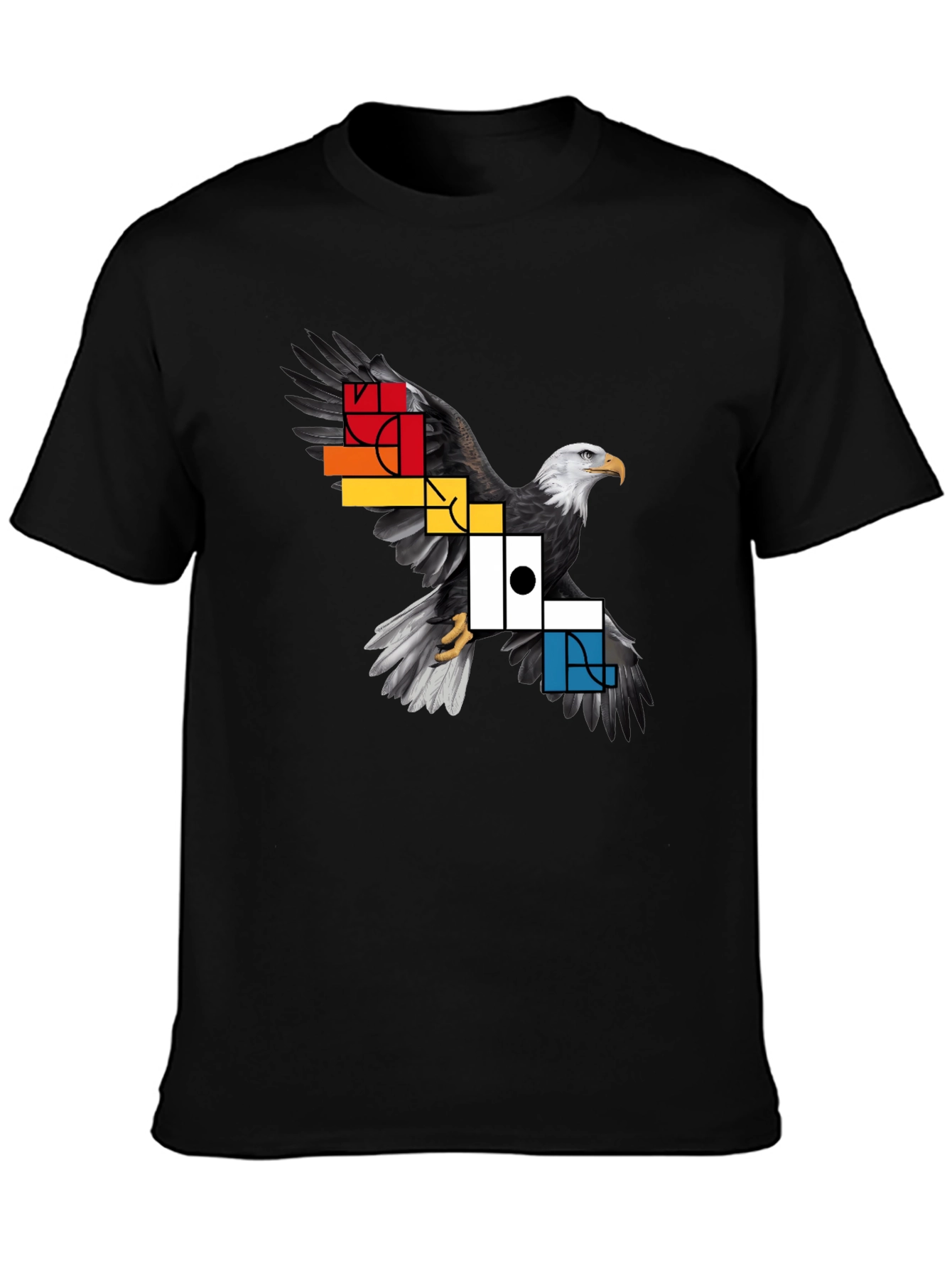 Geometric Eagle Graphic Tee - Black