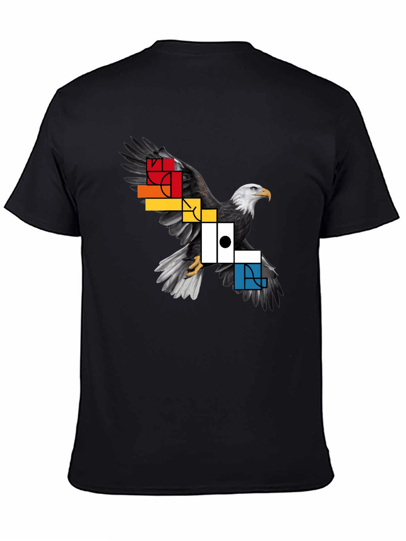 Geometric Eagle Graphic Tee - Black