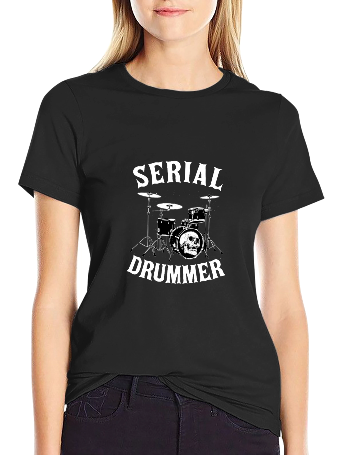 Serial Drummer Graphic T-Shirt - Black Cotton Tee