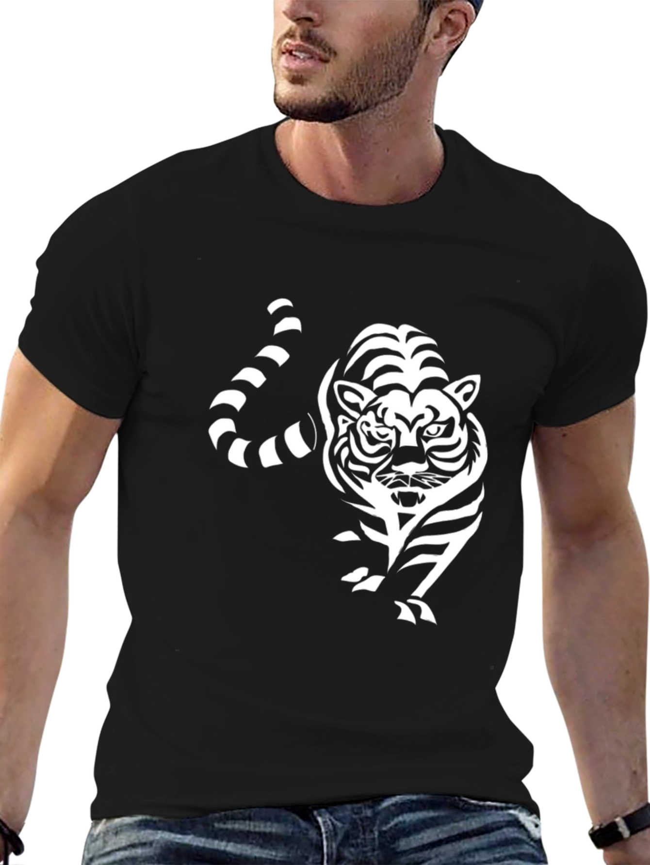 Striking Tiger Graphic Black T-Shirt