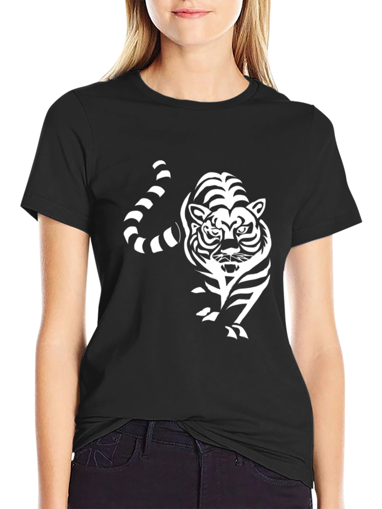 Striking Tiger Graphic Black T-Shirt