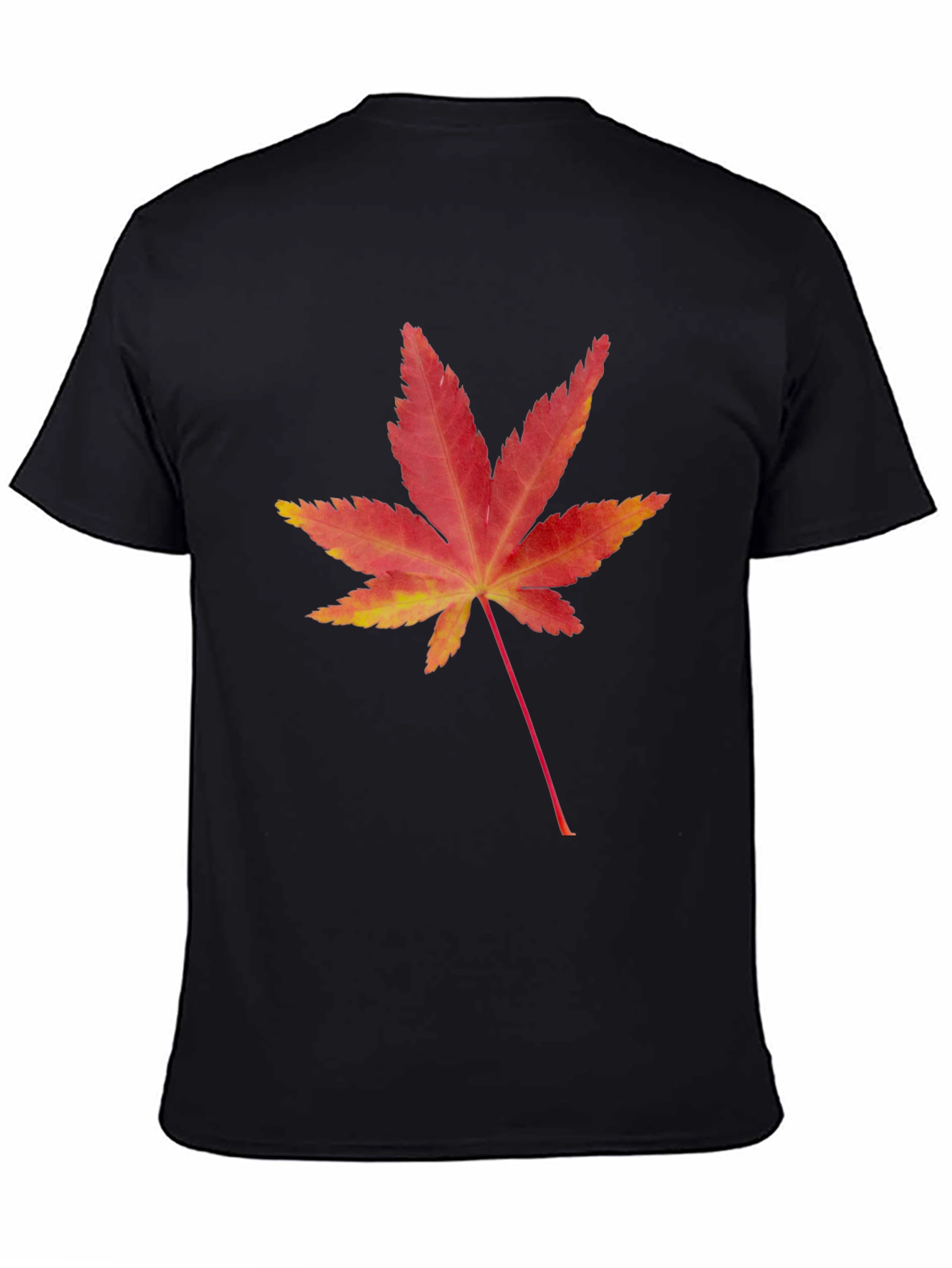 Maple Leaf Print Black T-Shirt