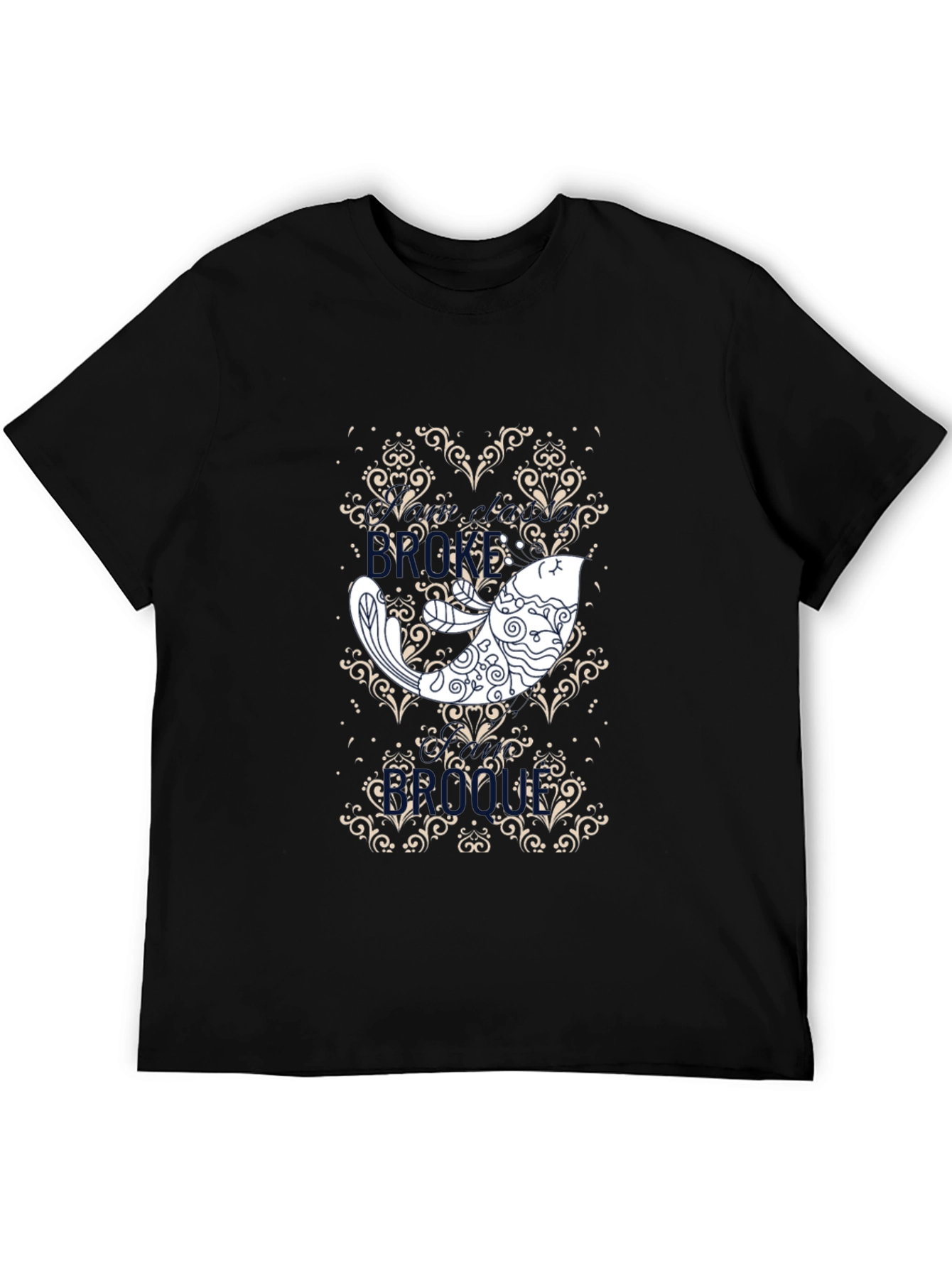 Koi Fish Graphic Print Black T-Shirt