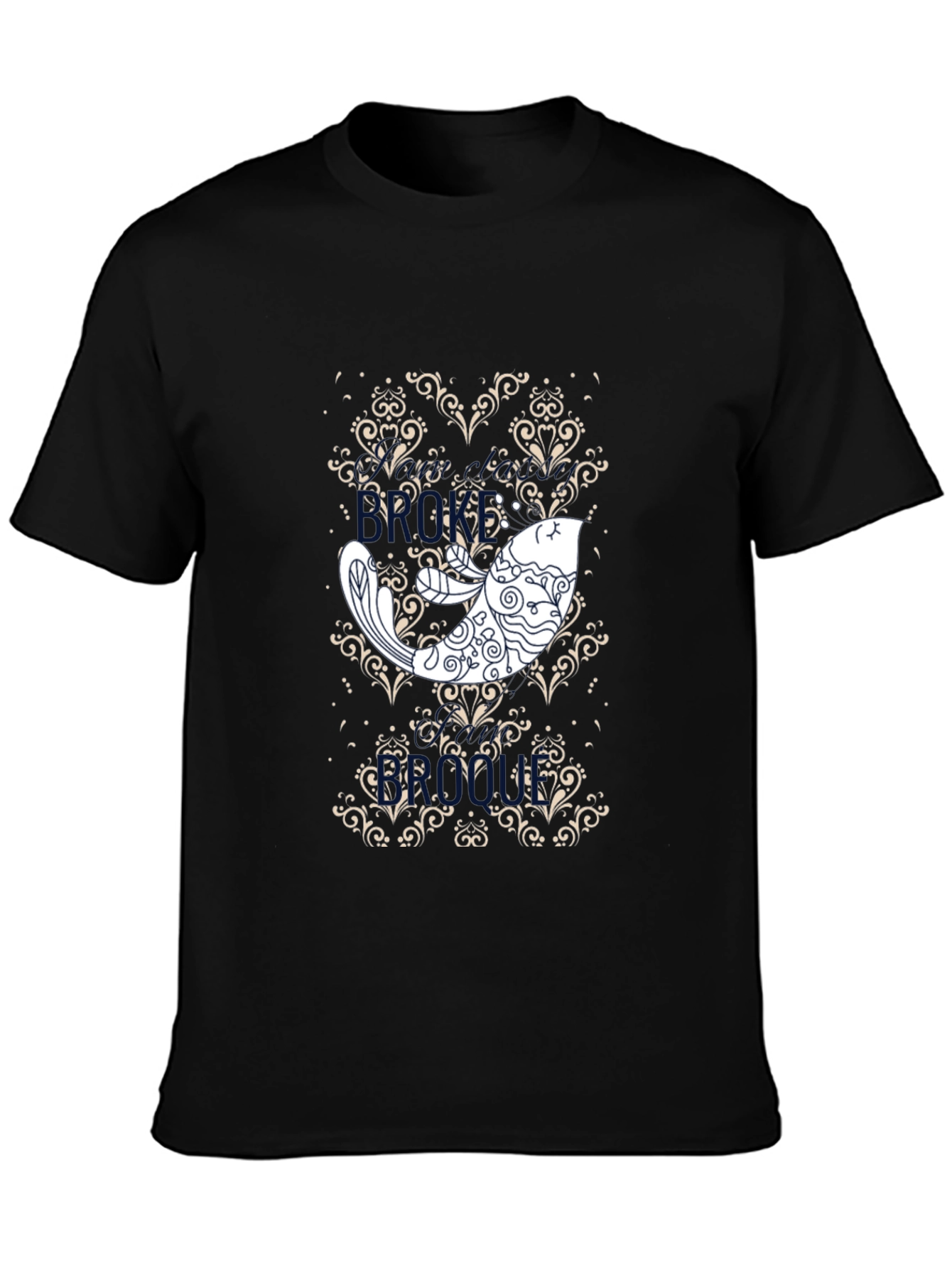 Koi Fish Graphic Print Black T-Shirt