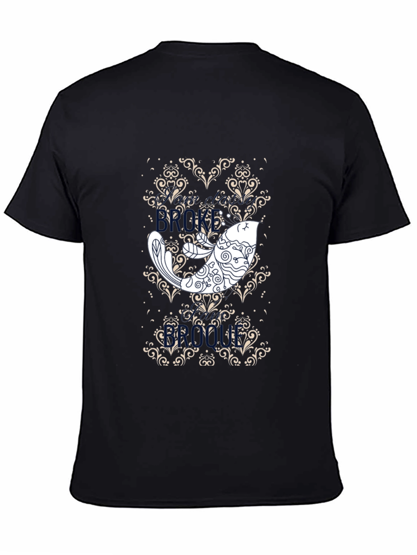Koi Fish Graphic Print Black T-Shirt