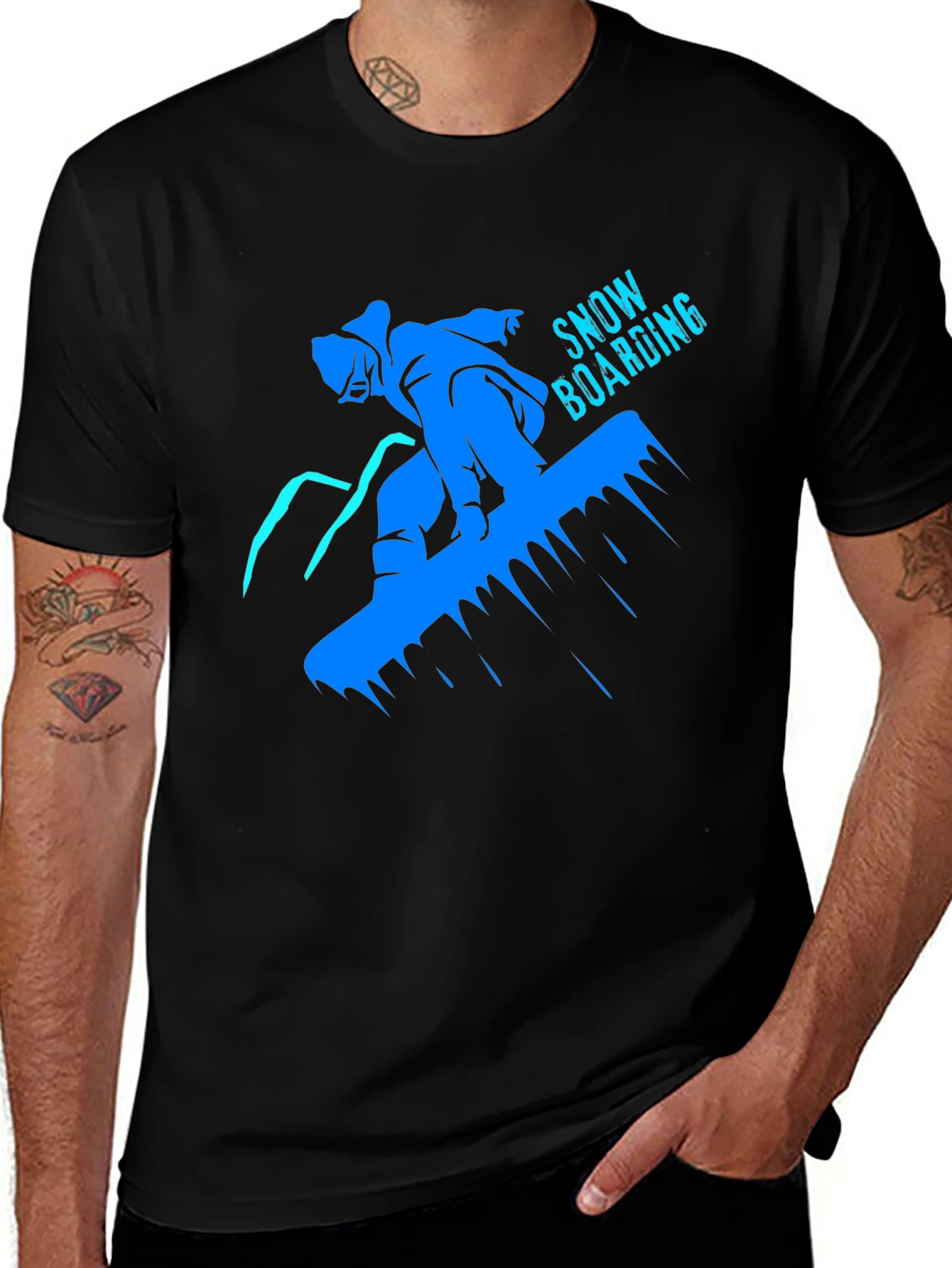 Snowboarding Graphic T-Shirt - Black