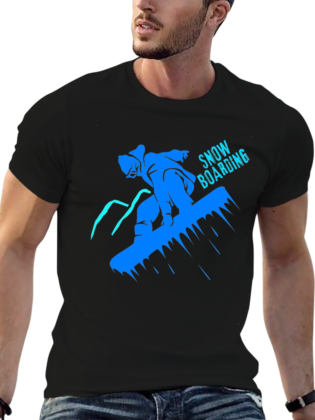 Snowboarding Graphic T-Shirt - Black