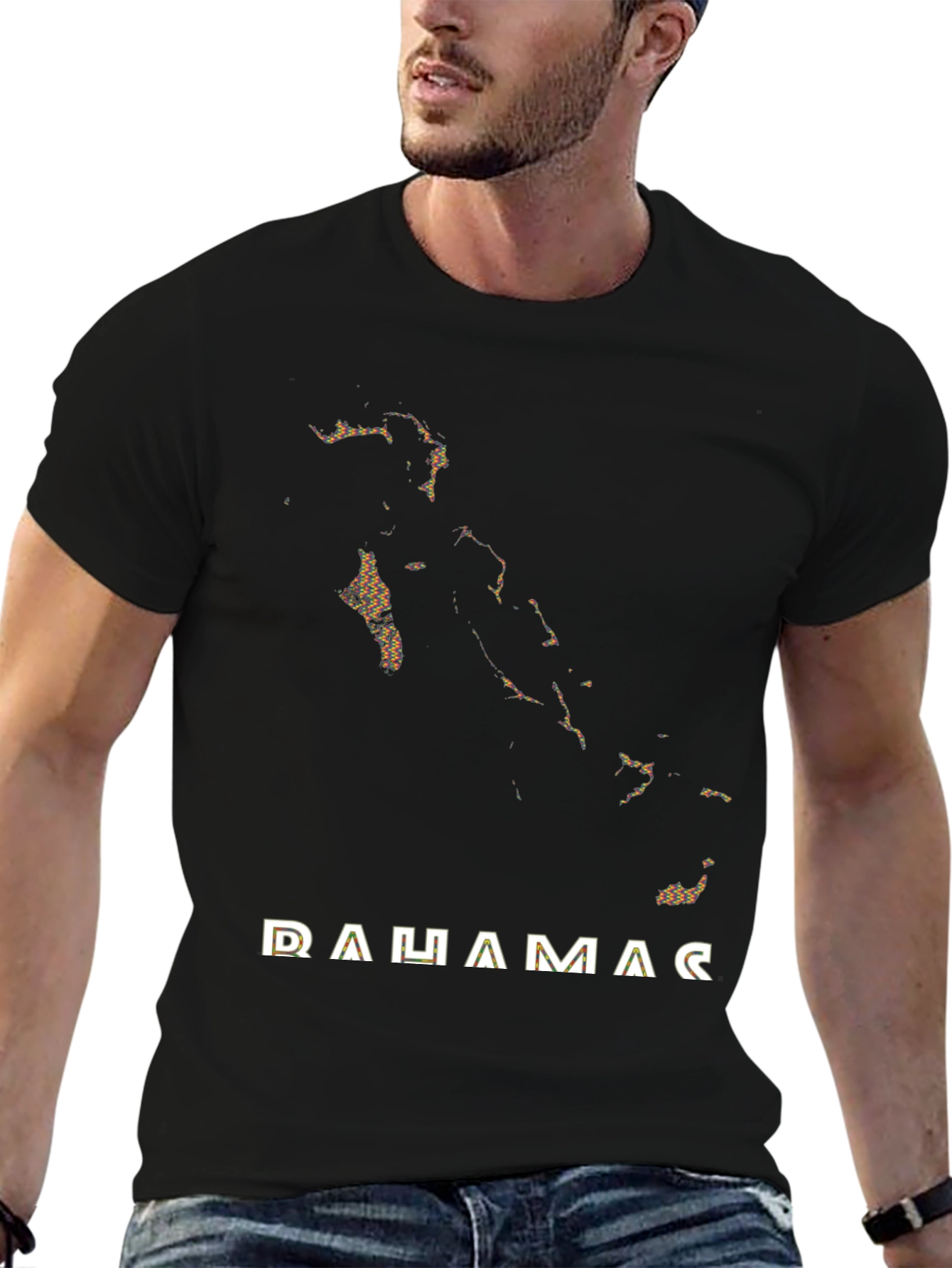 Bahamas Map Black T-Shirt - Island Graphic Tee