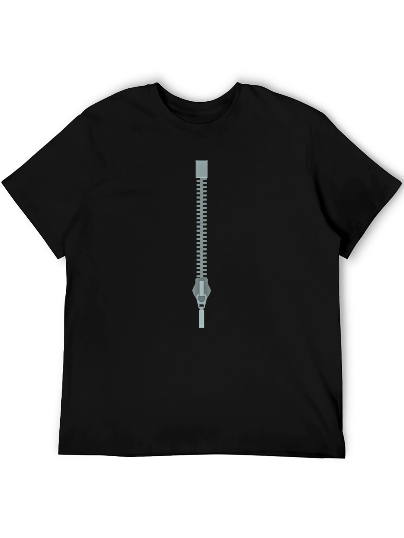 Zipper Graphic Black T-Shirt - Novelty Tee