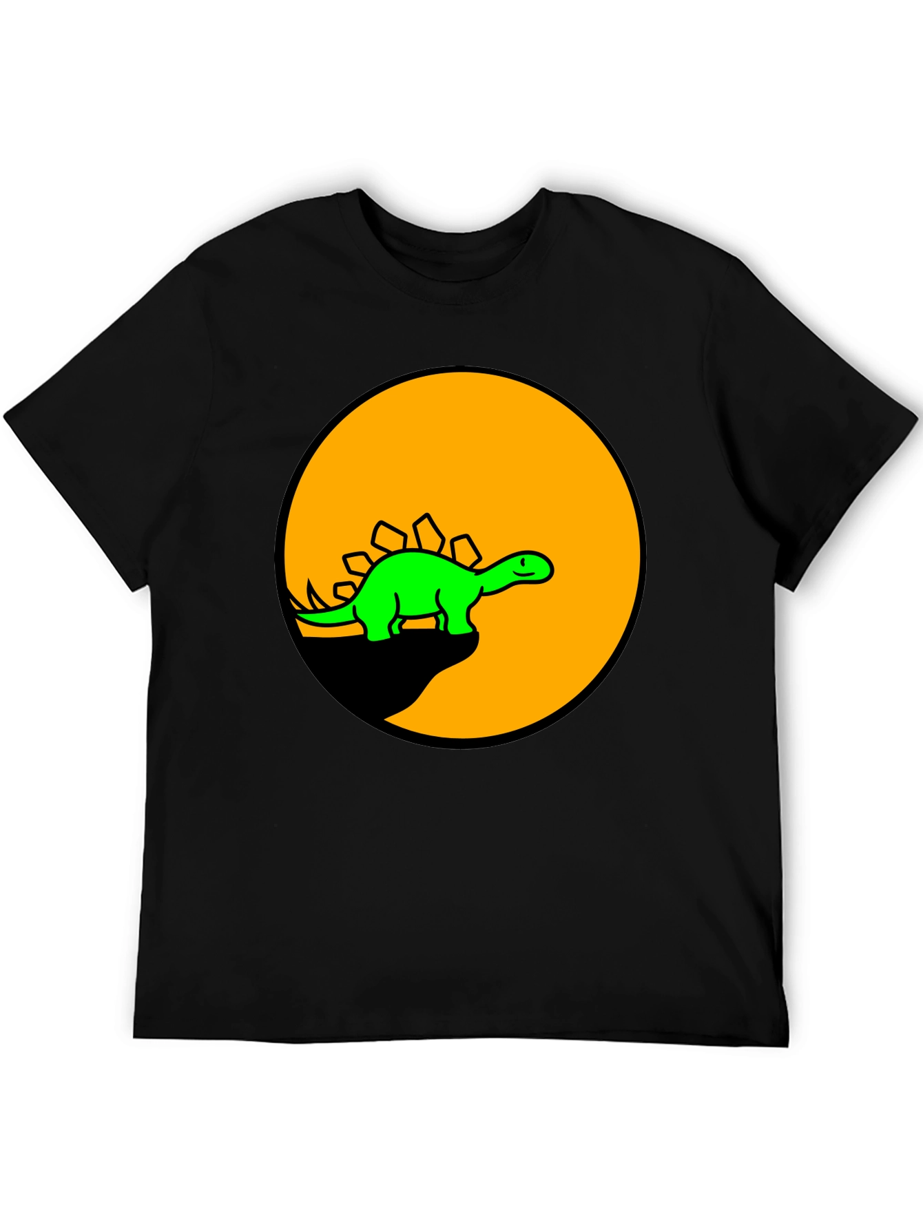 Dinosaur Graphic Tee - Black Cotton T-Shirt