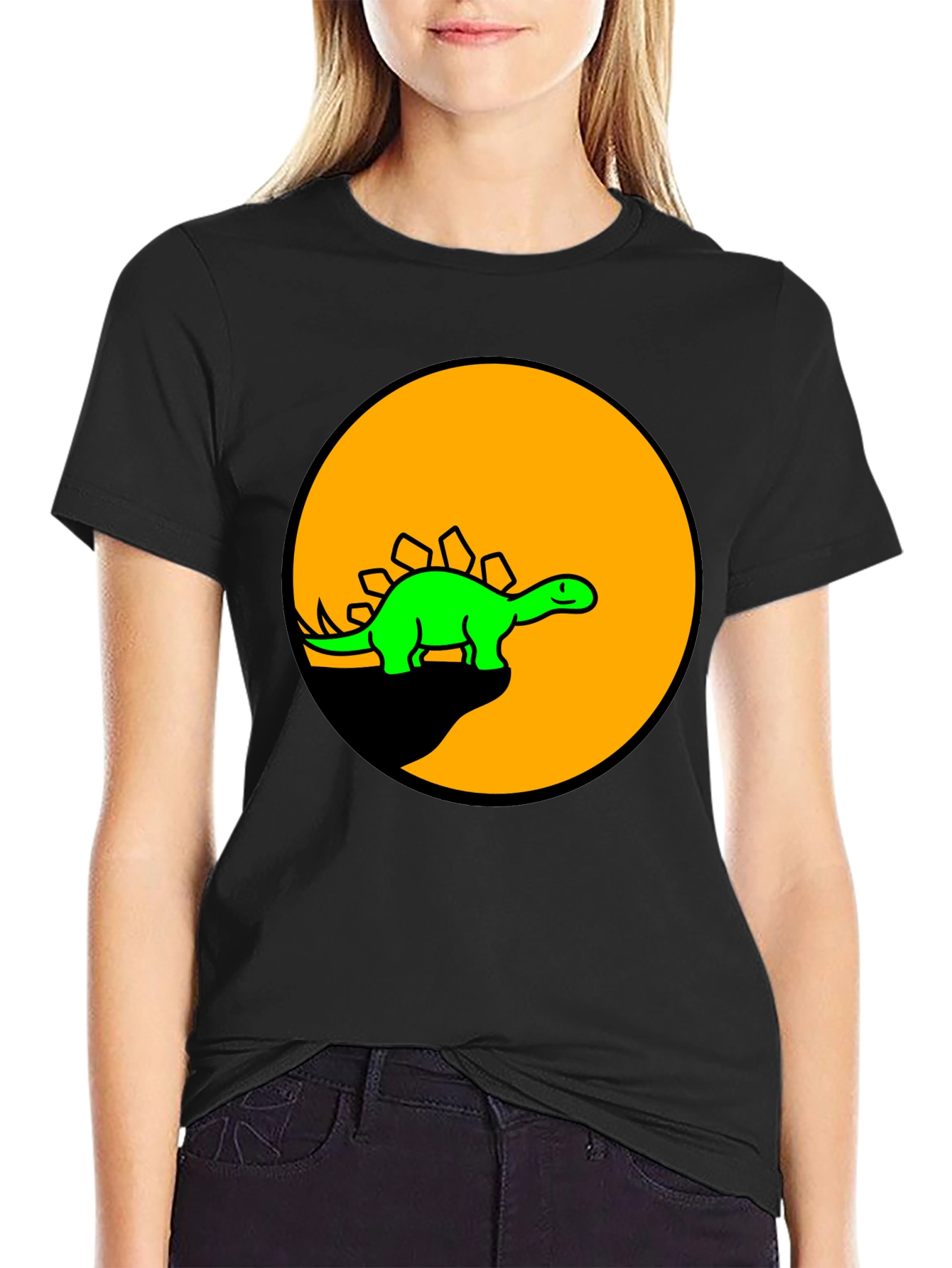 Dinosaur Graphic Tee - Black Cotton T-Shirt